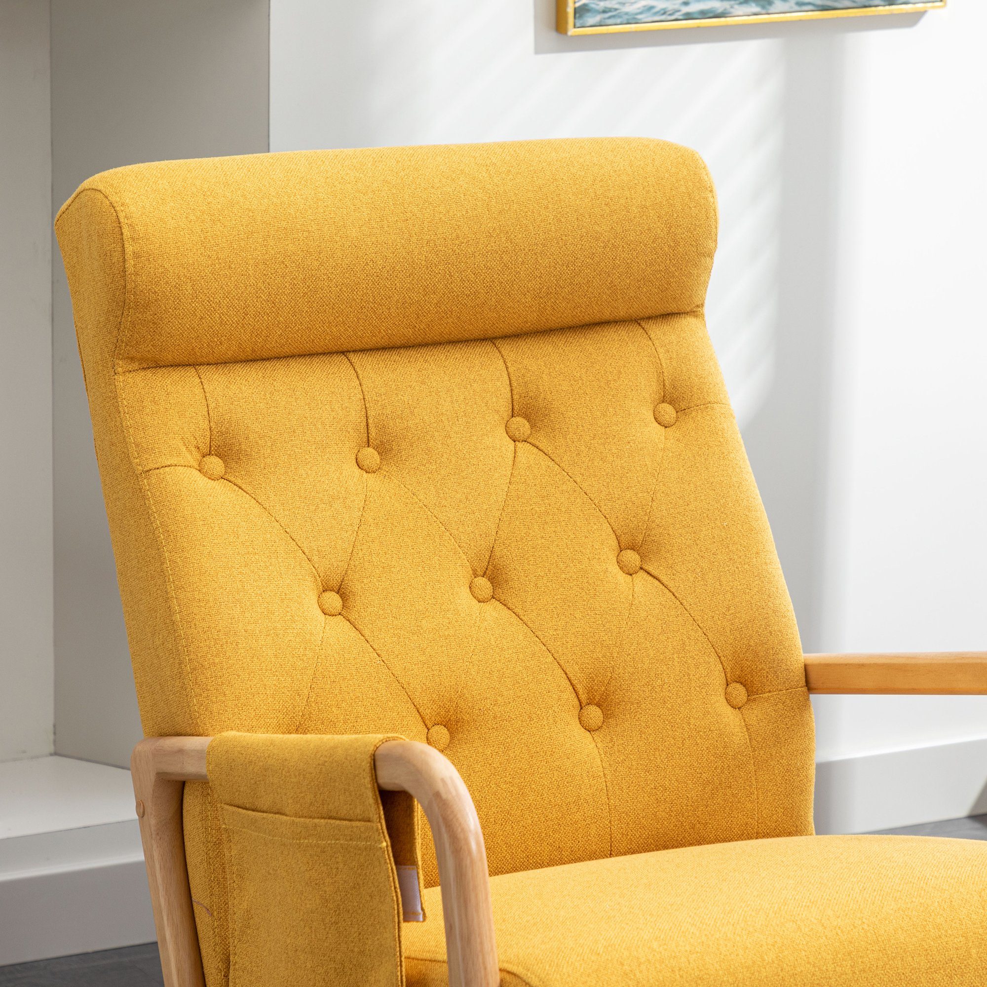 gepolstert mehrfarbig mane Einzelstuhl Rückenlehne Odikalo Lounge-Sessel Gelb Schaukelstuhl
