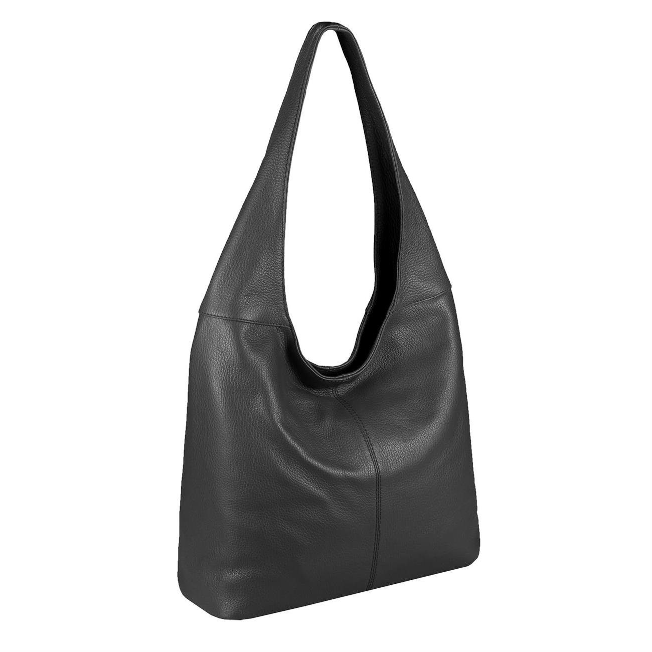 ITALYSHOP24 Shopper Made in Italy Damen echtes Leder Tasche Schultertasche Umhängetasche, Hobo Bag große Hauptfach Alltagstasche mit viel Stauraum leicht bequem