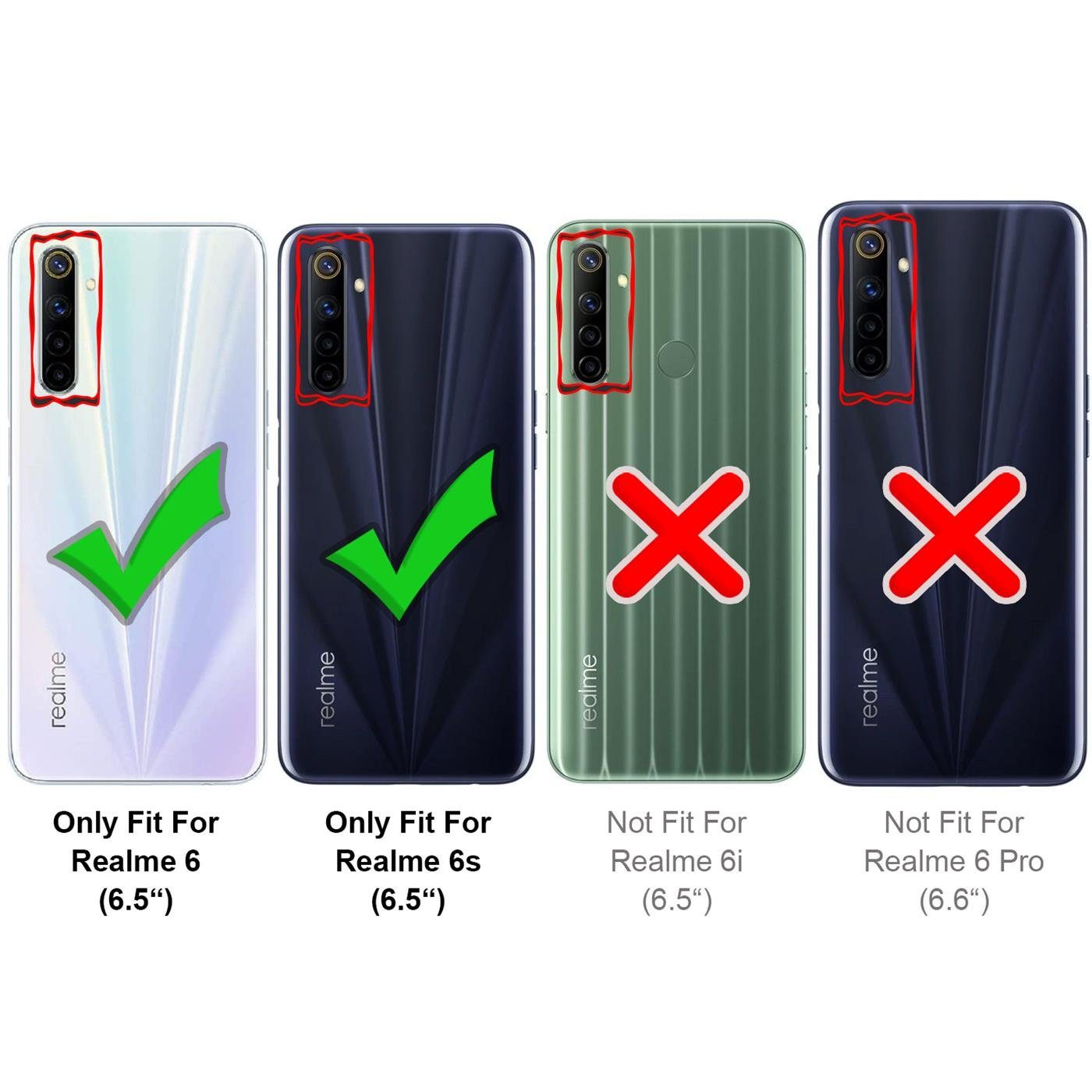 CoolGadget Handyhülle Book Case Handy Tasche für Realme 6, Realme 6s 6,5 Zoll, Hülle Klapphülle Flip Cover Realme 6, Realme 6s Schutzhülle stoßfest