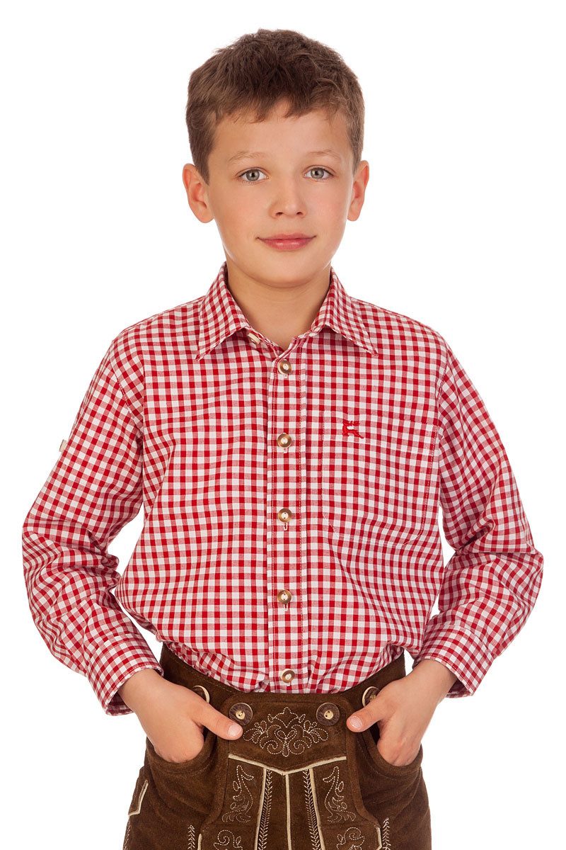 Orbis Textil GmbH & Co. KG Trachtenhemd Trachtenhemd Kind - Ki-H037 - PETERLE - blau, petrol, rot