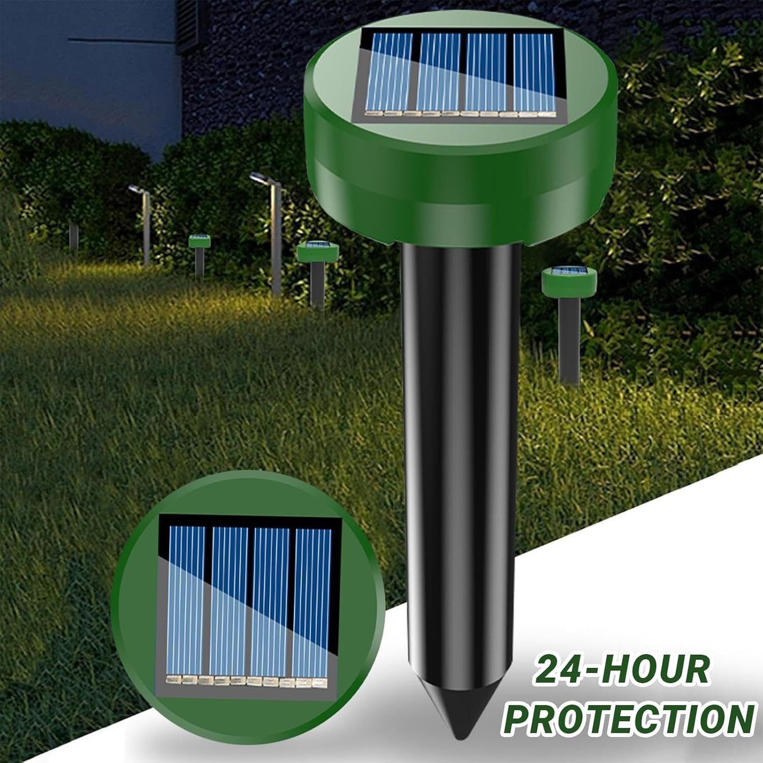 FELIXLEO Ultraschall-Tierabwehr Solar Maulwurfschreck Wühlmausschreck Garten, 4-tlg. – Bild 2 von 5