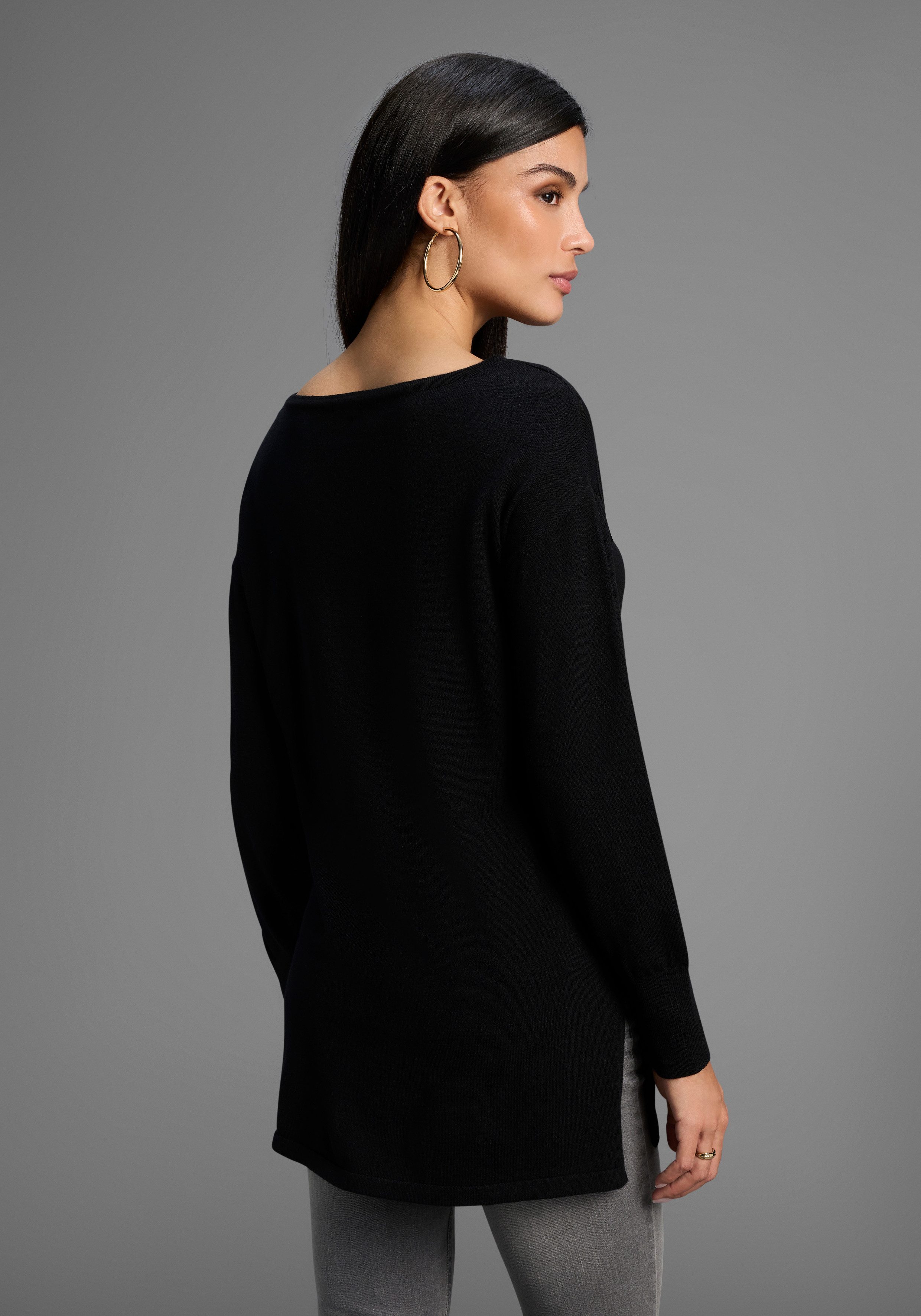 Laura Scott Strickpullover Feinstrickpullover mit Meshstreifen günstig online kaufen