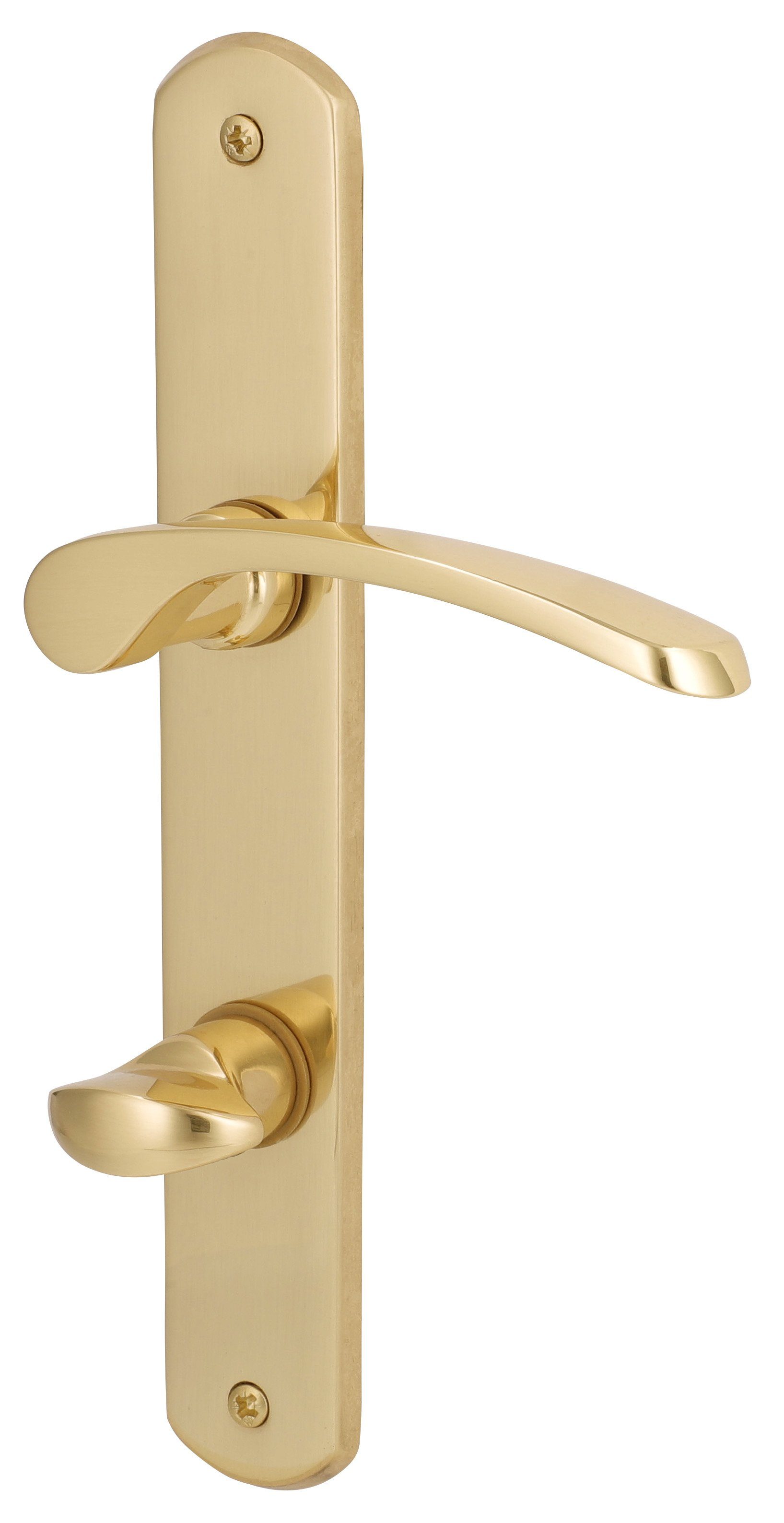 Alpertec Türbeschlag Langschildgarnitur L17/A36 für Bad-WC-Türen, inkl. WC-Riegel (1 St), messing poliert