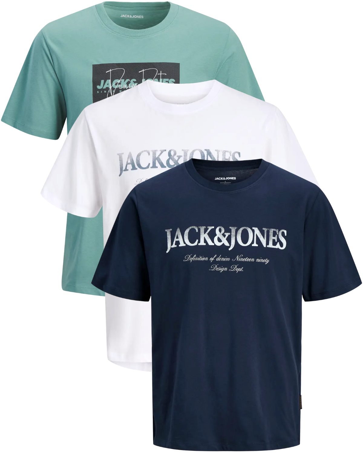 Jack & Jones Print-Shirt (Spar-Set, 3er-Pack) mit Logodruck, aus Baumwolle