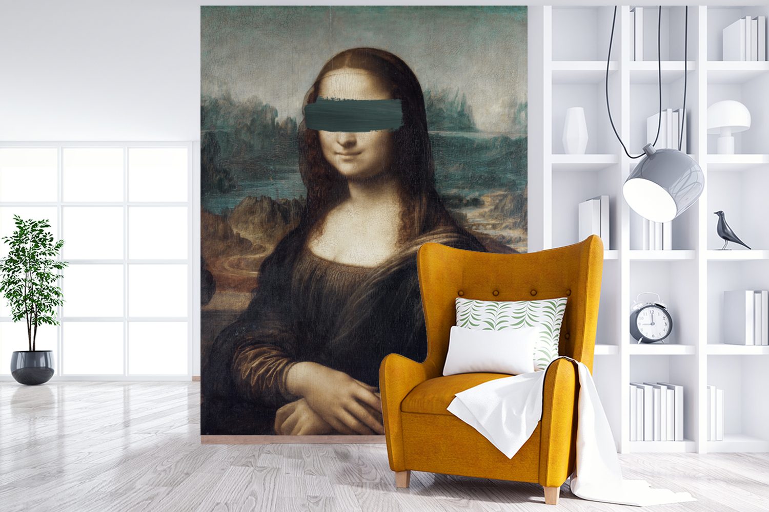 bedruckt, - Vinyl Gemälde, Wandtapete Wohnzimmer, Tapete Da Fototapete Mona - Lisa für Vinci Montagefertig St), (4 MuchoWow Matt,