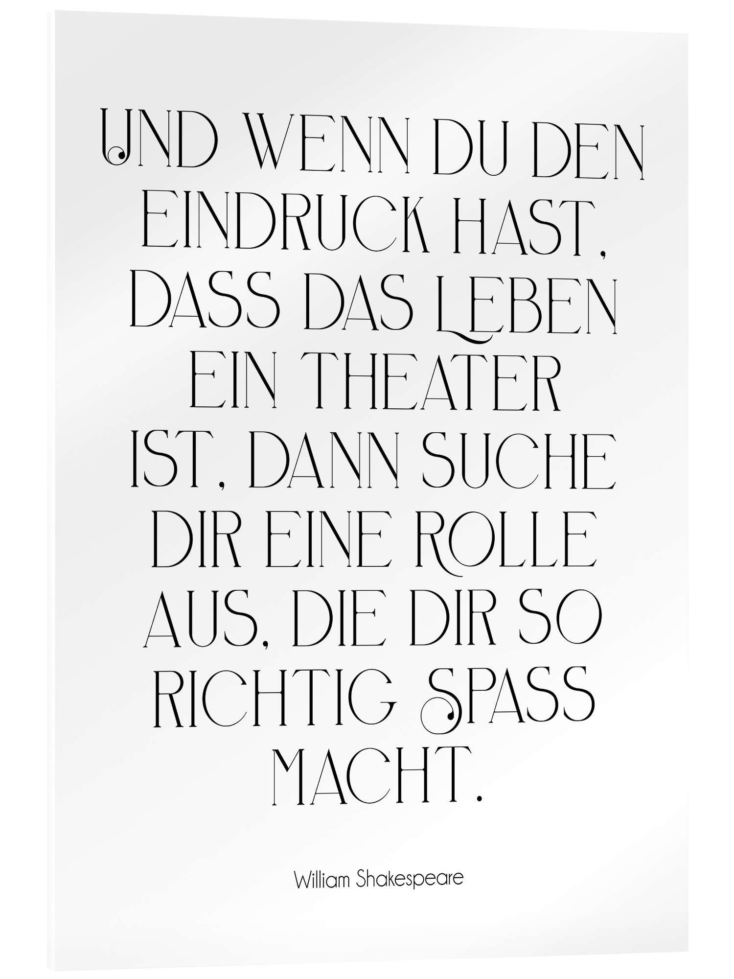 Posterlounge Acrylglasbild Typobox, Shakespeare Zitat Theater, Büro