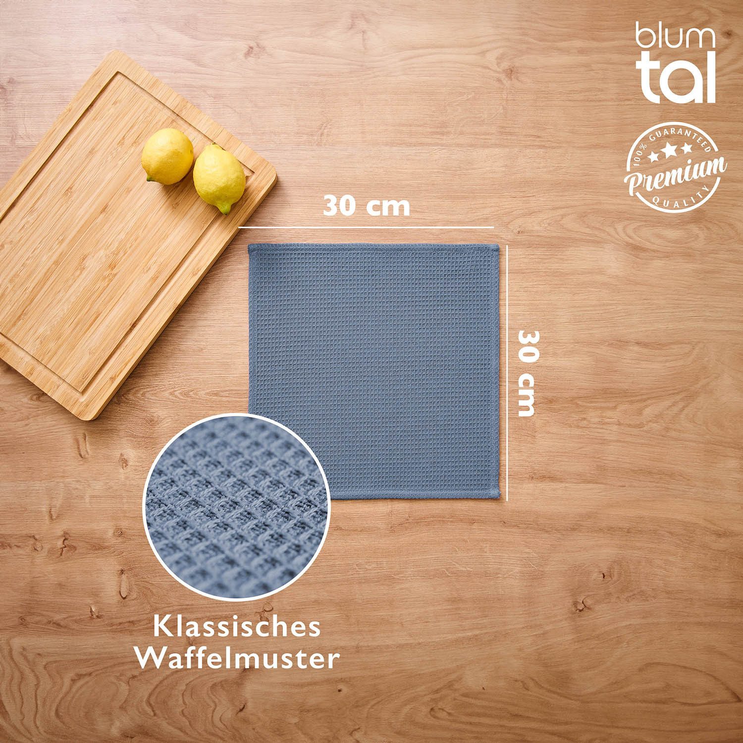 Blumtal Geschirrtuch Set 50x70 oder 30x30 cm, 100% Baumwolle, (6-tlg), Saugfähig, schnell trocknend, waschbar, 100% Baumwolle