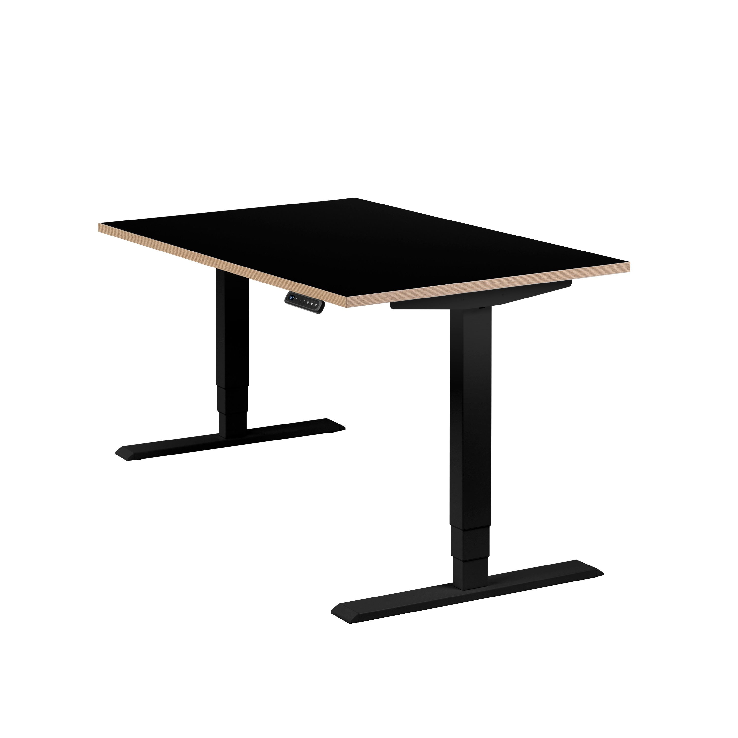 boho office® Schreibtisch Homedesk, Schwarz elektrisch höhenverstellbar - Tischplatte Schwarz 120 x 80 cm Schwarz | Schwarz | Schwarz