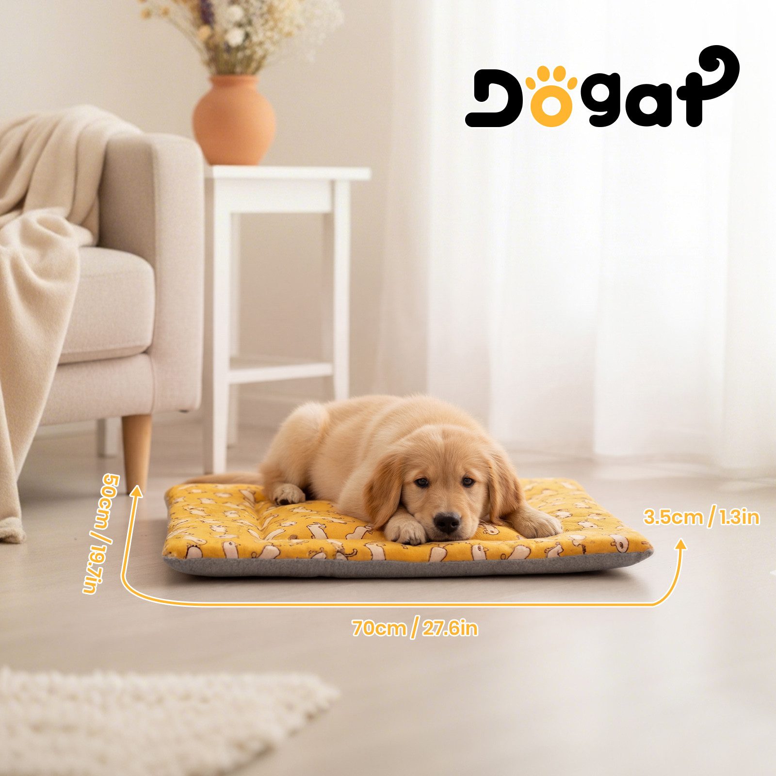 Dogat Tierbett Wende-Hundematte S–XL, Atmungsaktiv, waschbar, Dünnes Hundekissen mit Entenmuster