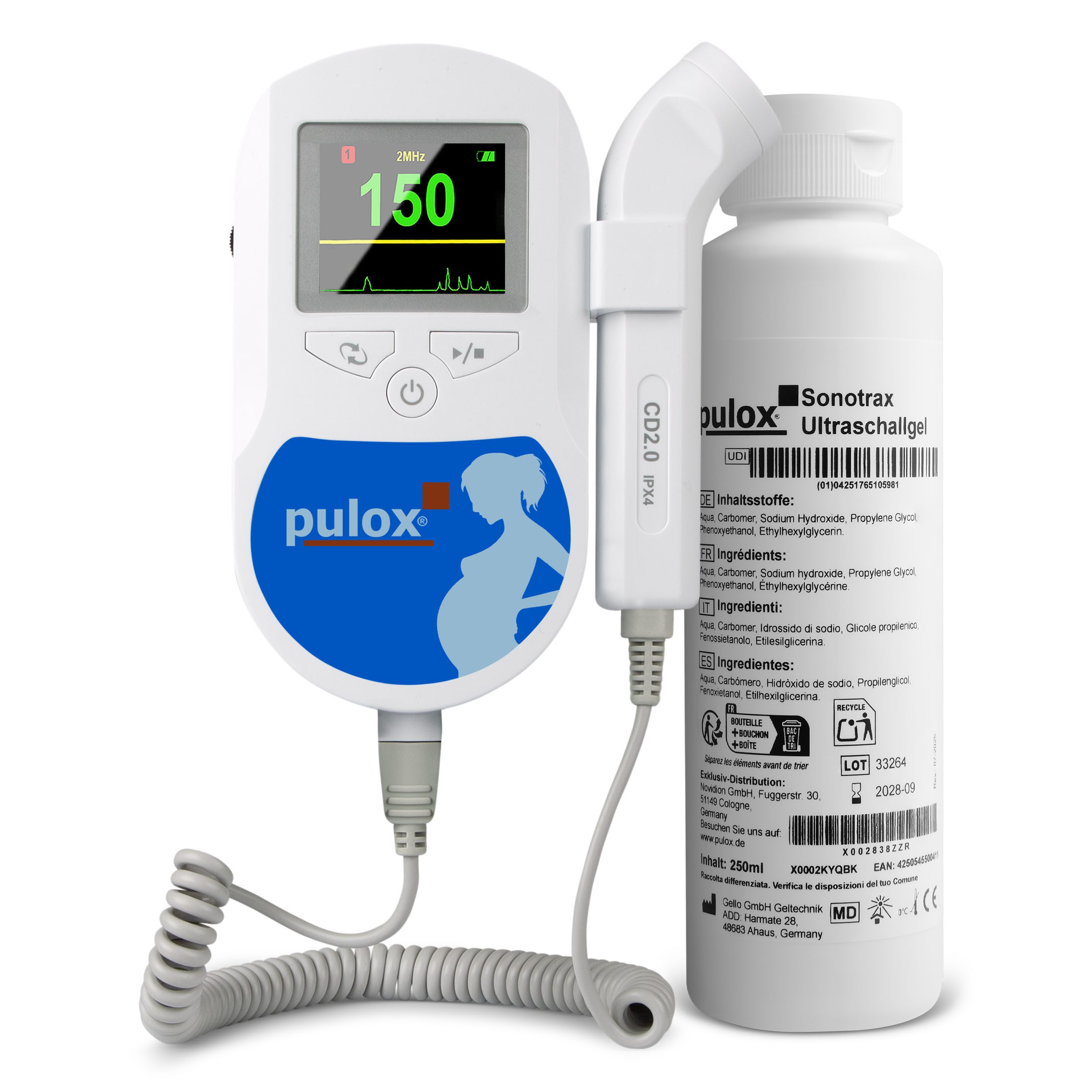 pulox Babyphone Sonotrax C - Fetal Doppler inkl. 250 ml Ultraschallgel