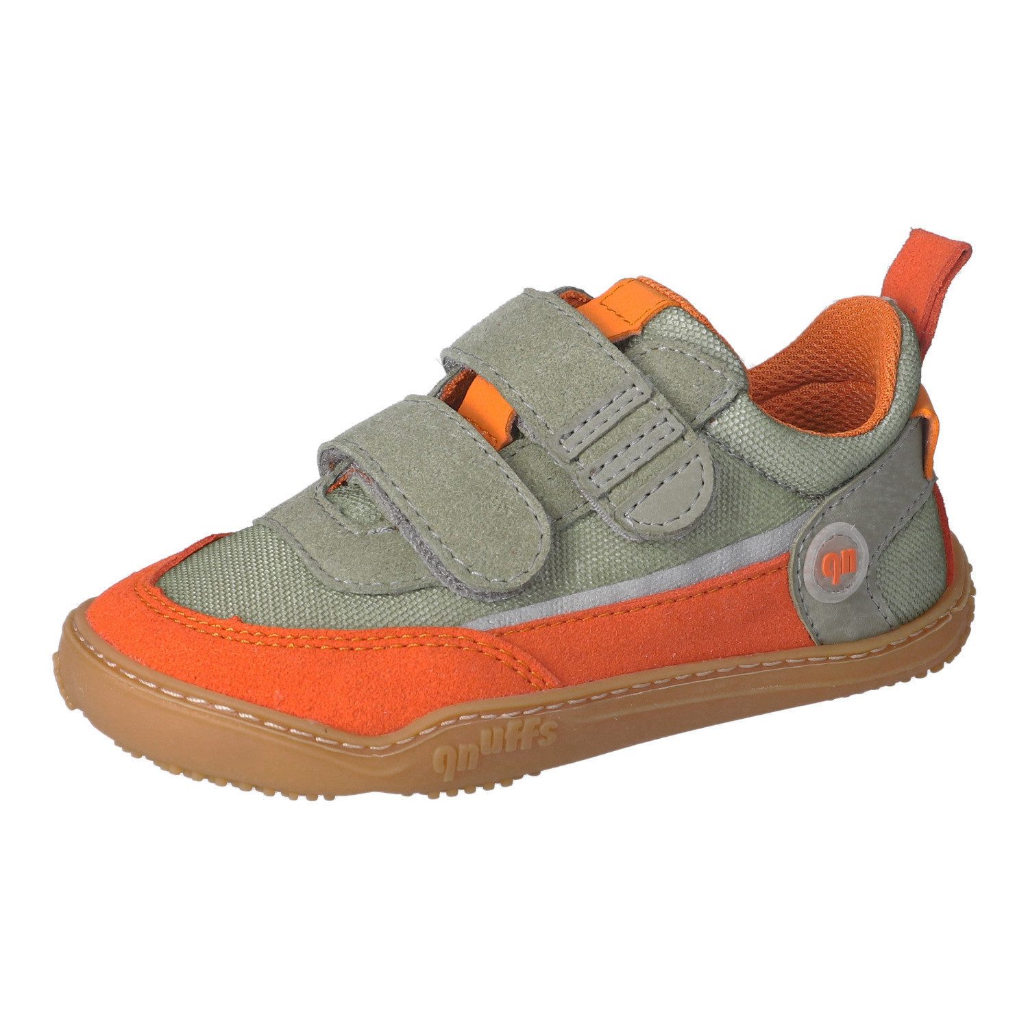 qnuffs Erle Barfußschuh Klettschuh, Halbschuh, Sneaker mit Kontrastbesätzen