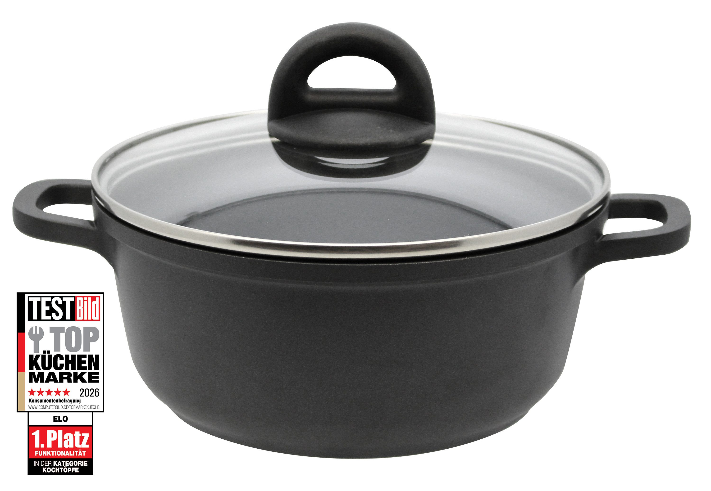 Elo Basic Kochtopf Black, Aluminium (1-tlg), Gelochter Induktionsboden