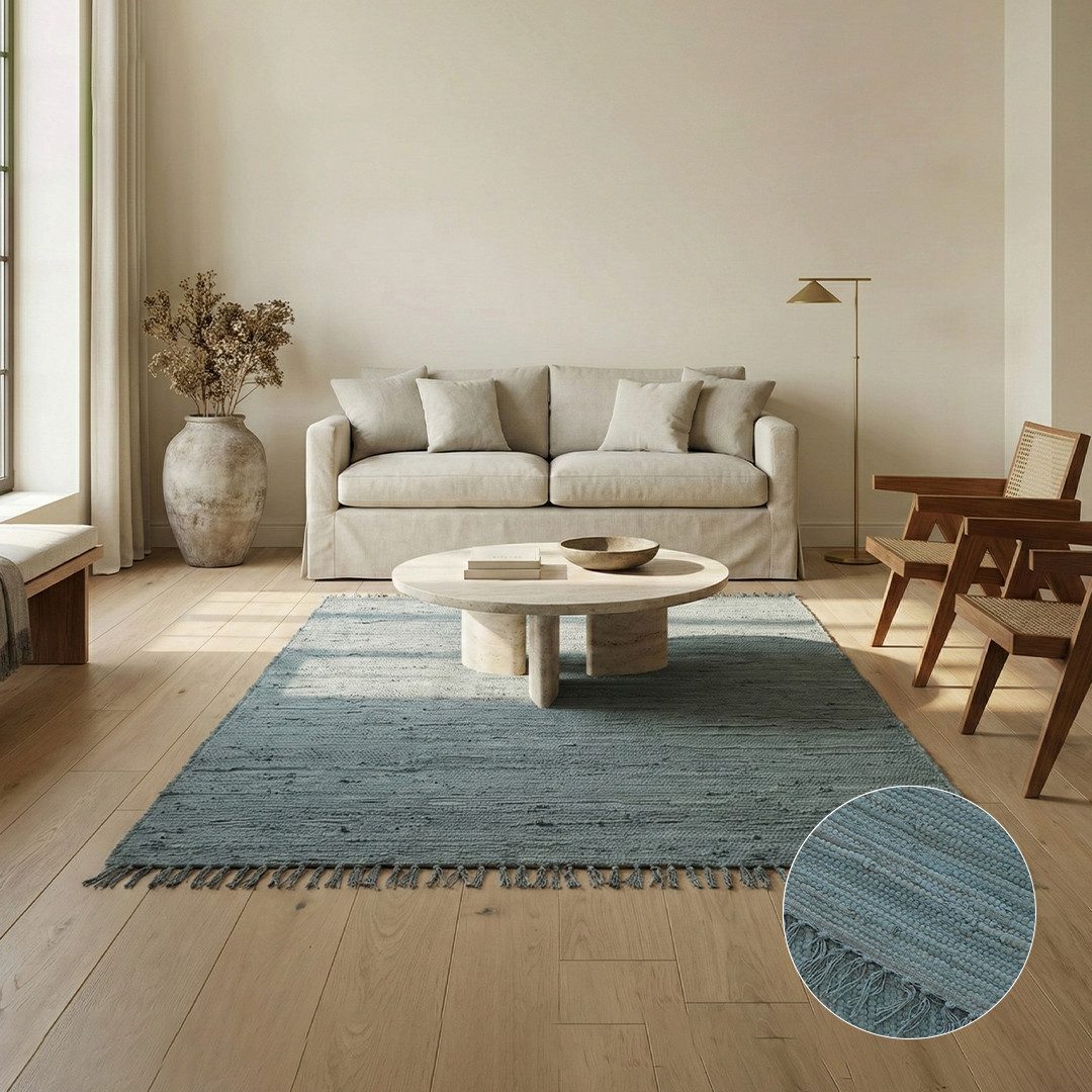 Elegant Floors Teppich Elegant Floors® Chindi Teppich MAUVE LILA 60x90 cm handgewebt aus, Höhe: 9 mm