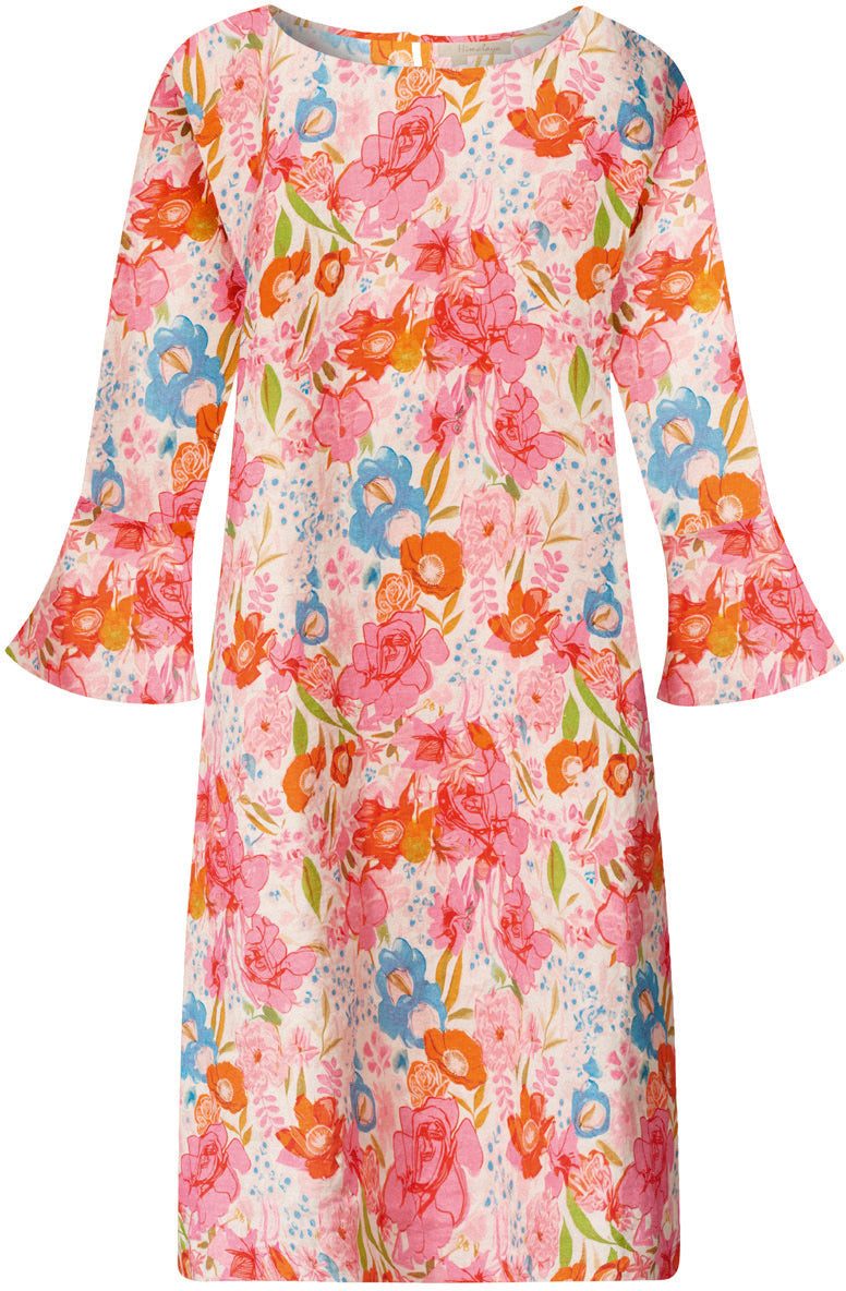 Himalaya Clothing Tunikakleid Kleid Damen aus Leinen mit verspieltem Rosenm günstig online kaufen