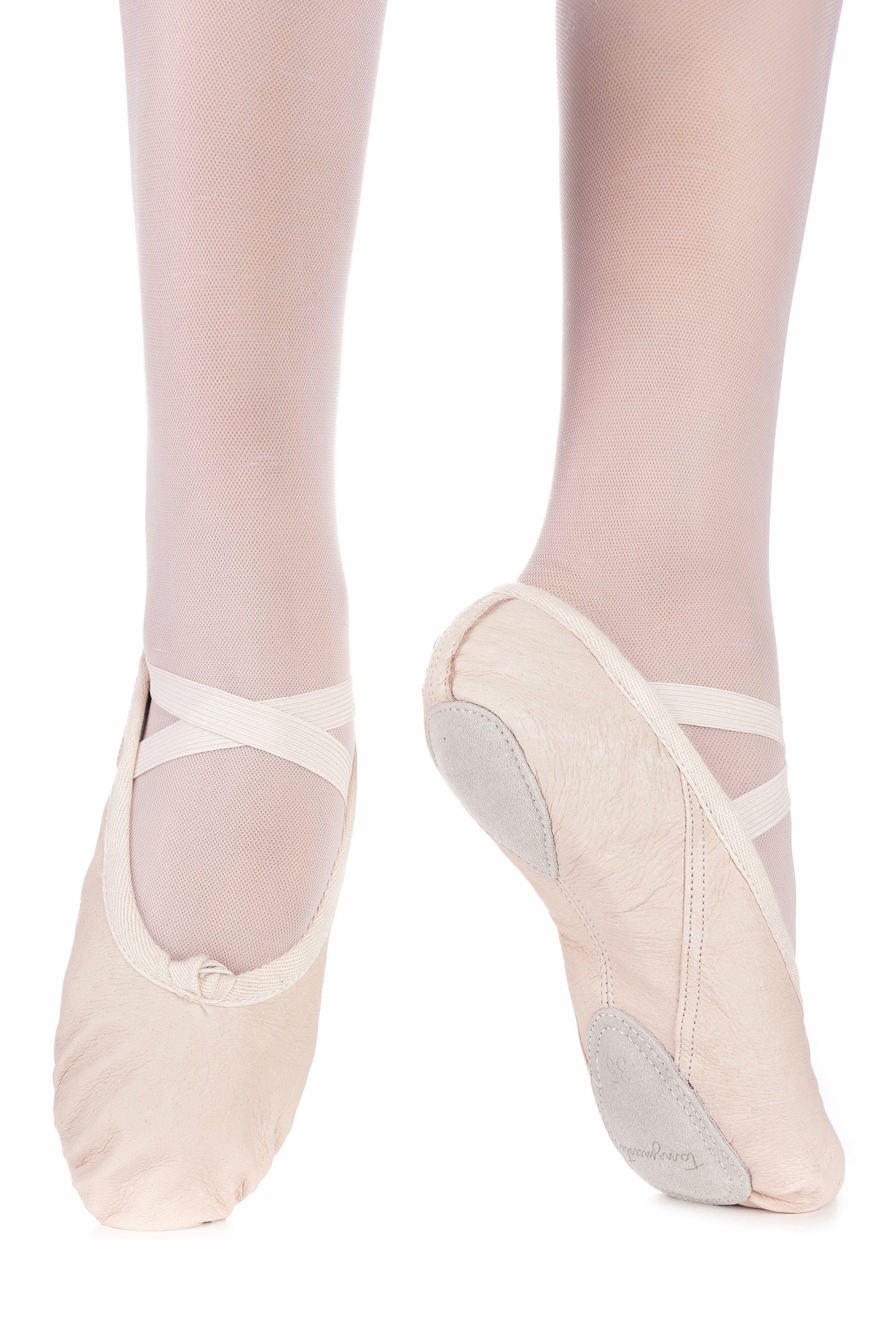 tanzmuster Ballettschuhe Toni aus Leder mit geteilter Ledersohle Tanzschuh Ballettschläppchen für Mädchen – Bild 2 von 5