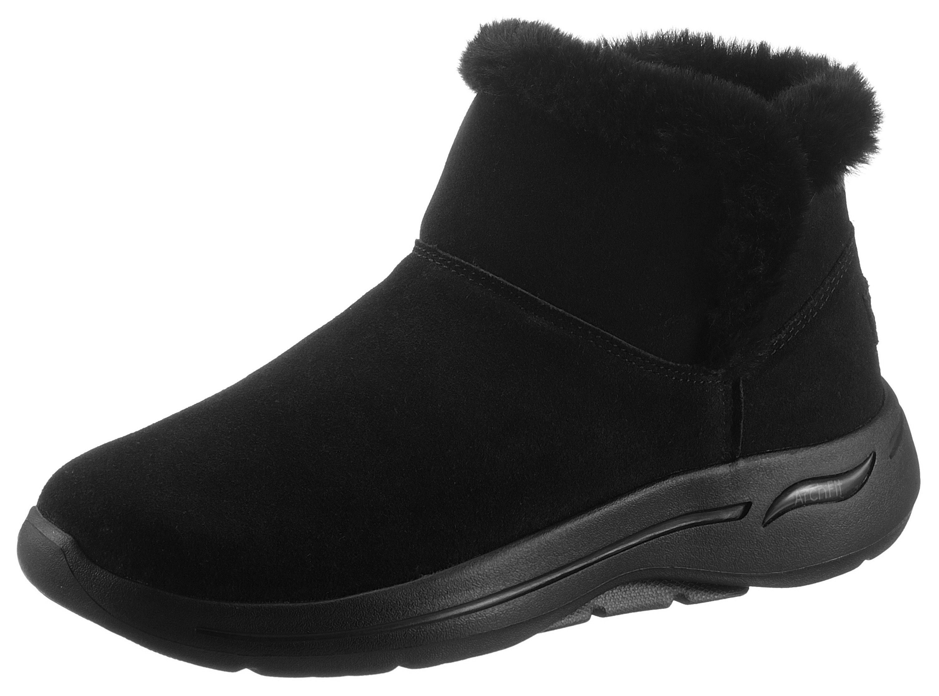 Skechers GO WALK ARCH FIT CHERISH Winterboots mit Fellimitat-Besatz BBK - Black Suede / Schwarz