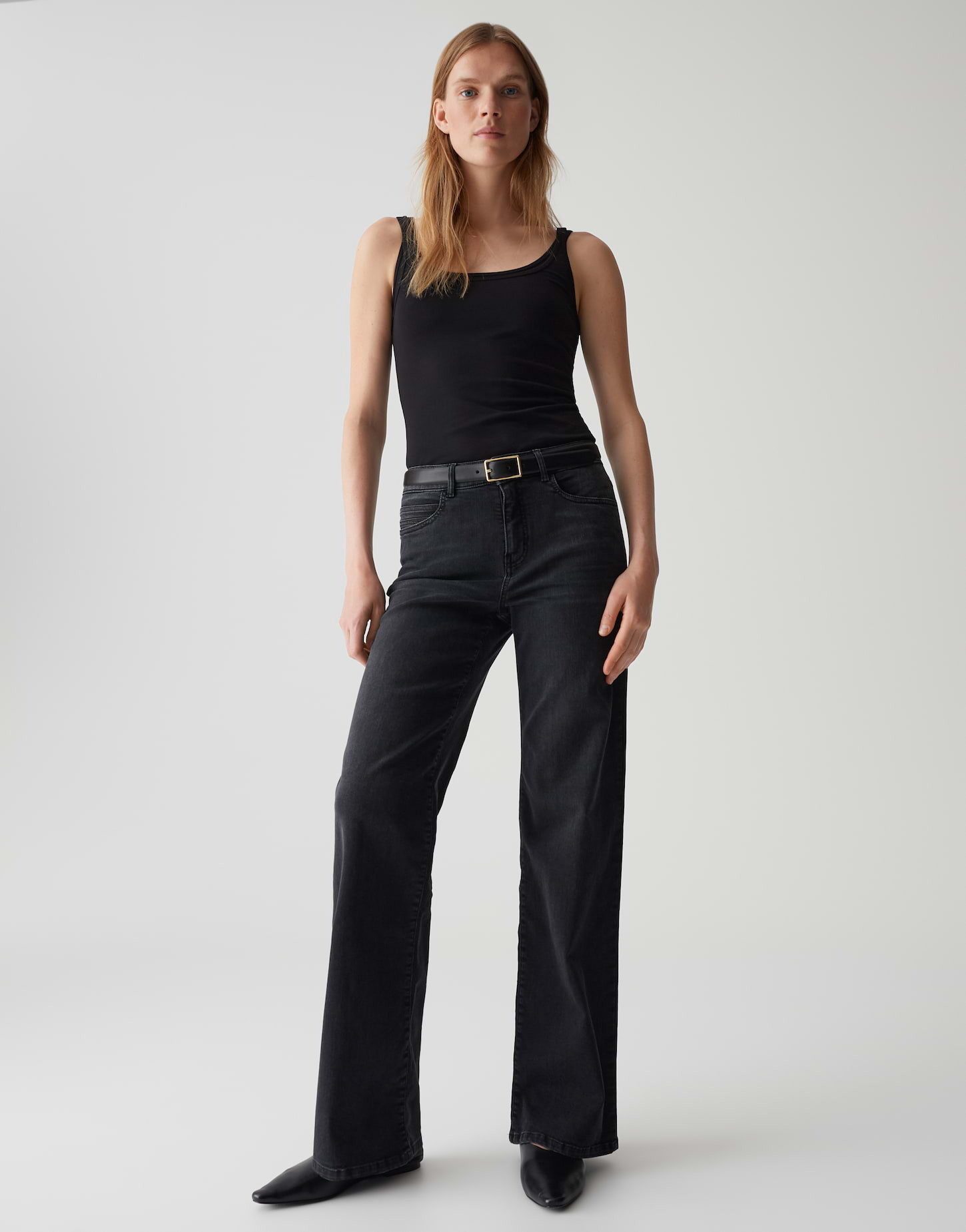 OPUS PANTS Weite Jeans MELLY MODERN mit Powerstretch Mid Rise Long, BCI Cotton, Zip-Fly