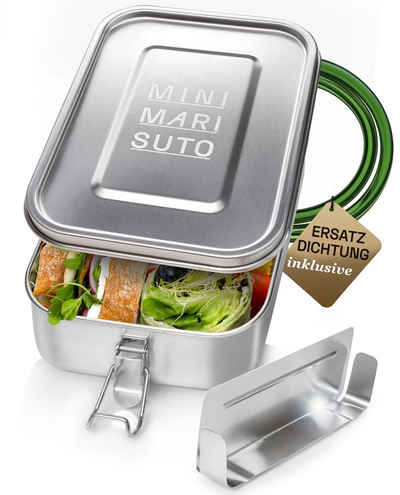 MINIMARISUTO Lunchbox Premium Edelstahl Brotdose, mit bis zu 3 flexiblen Fächern, Edelstahl, (1-tlg), auslaufsicher, kein Auslaufen von Suppen und anderen Flüssigkeiten