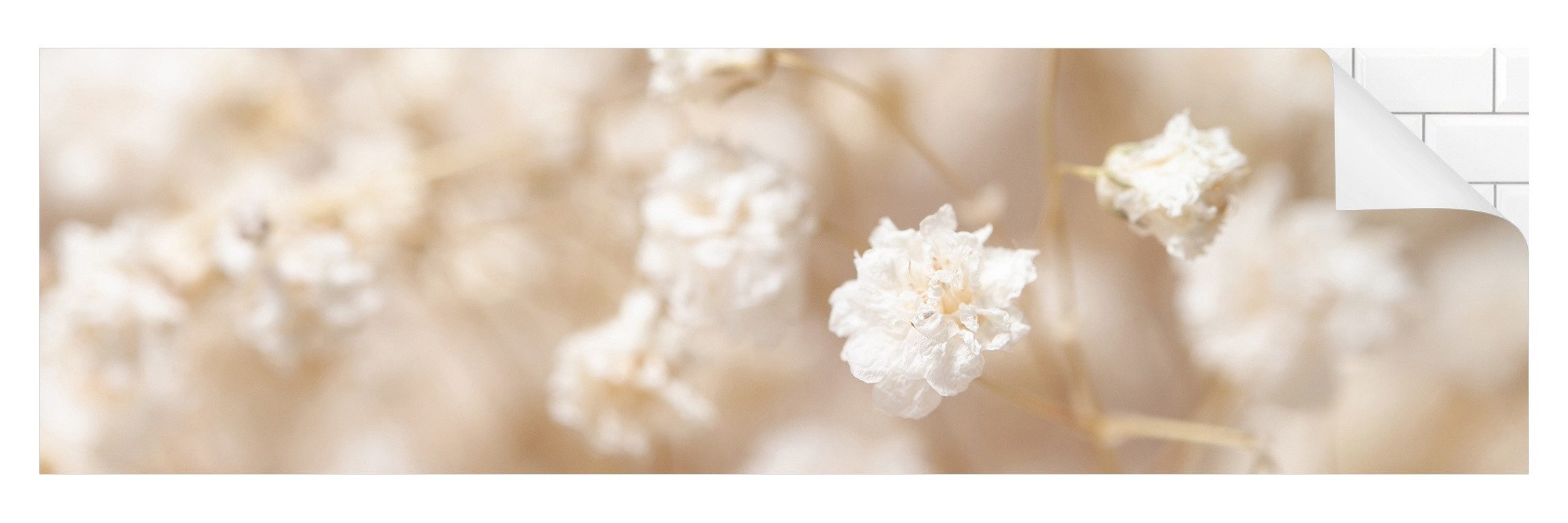 Bilderdepot24 Badrückwand beige fugenlose Wandverkleidung Bad Landhaus, (Hartfolie matt » Selbstklebend SMART 0,35 mm), wasserfestes Wandpaneel Blütenträume Creme