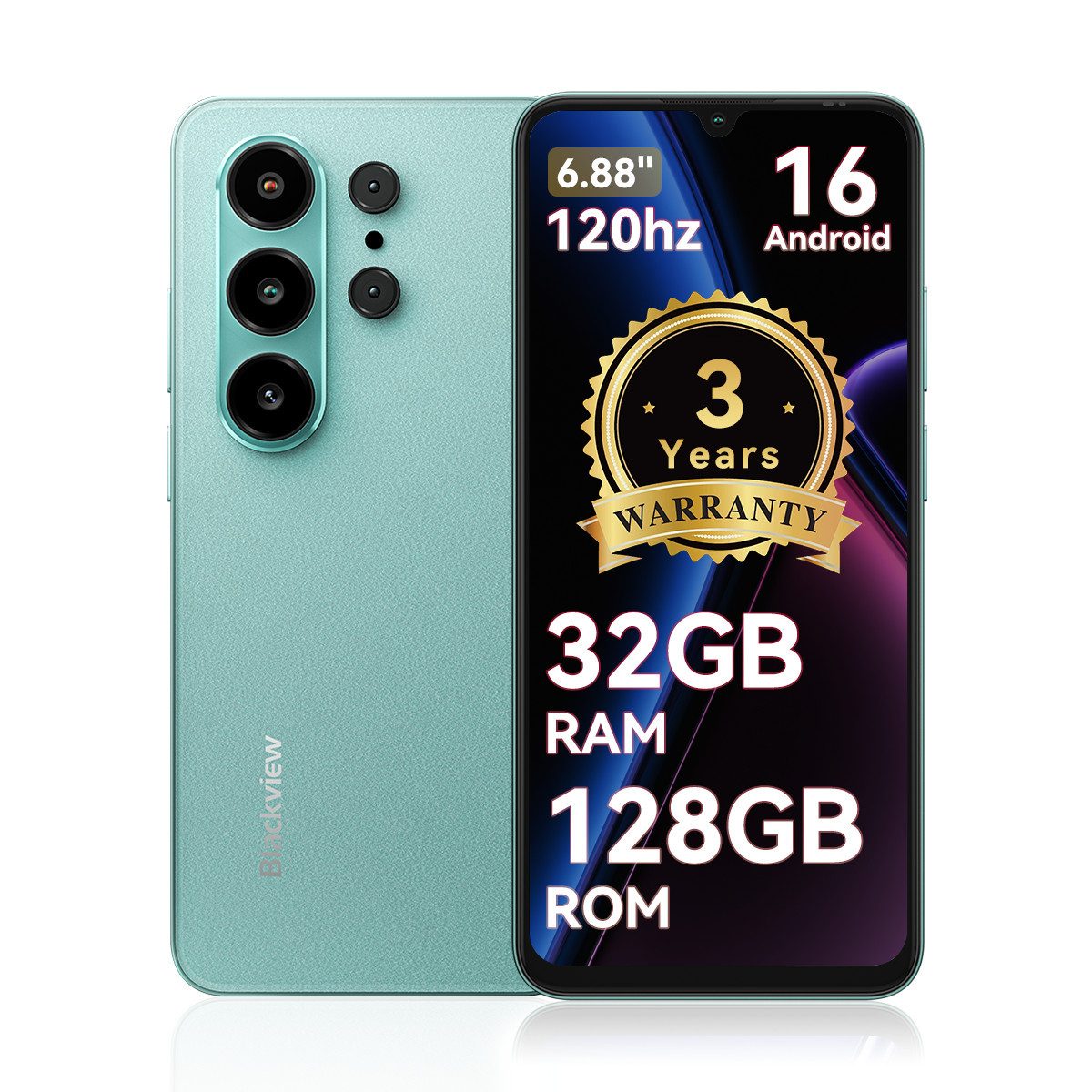 blackview Blackview WAVE 10 (32+128) Android 16 120HZ Smartphone (6.8 Zoll, 128 GB Speicherplatz, 32 MP Kamera)