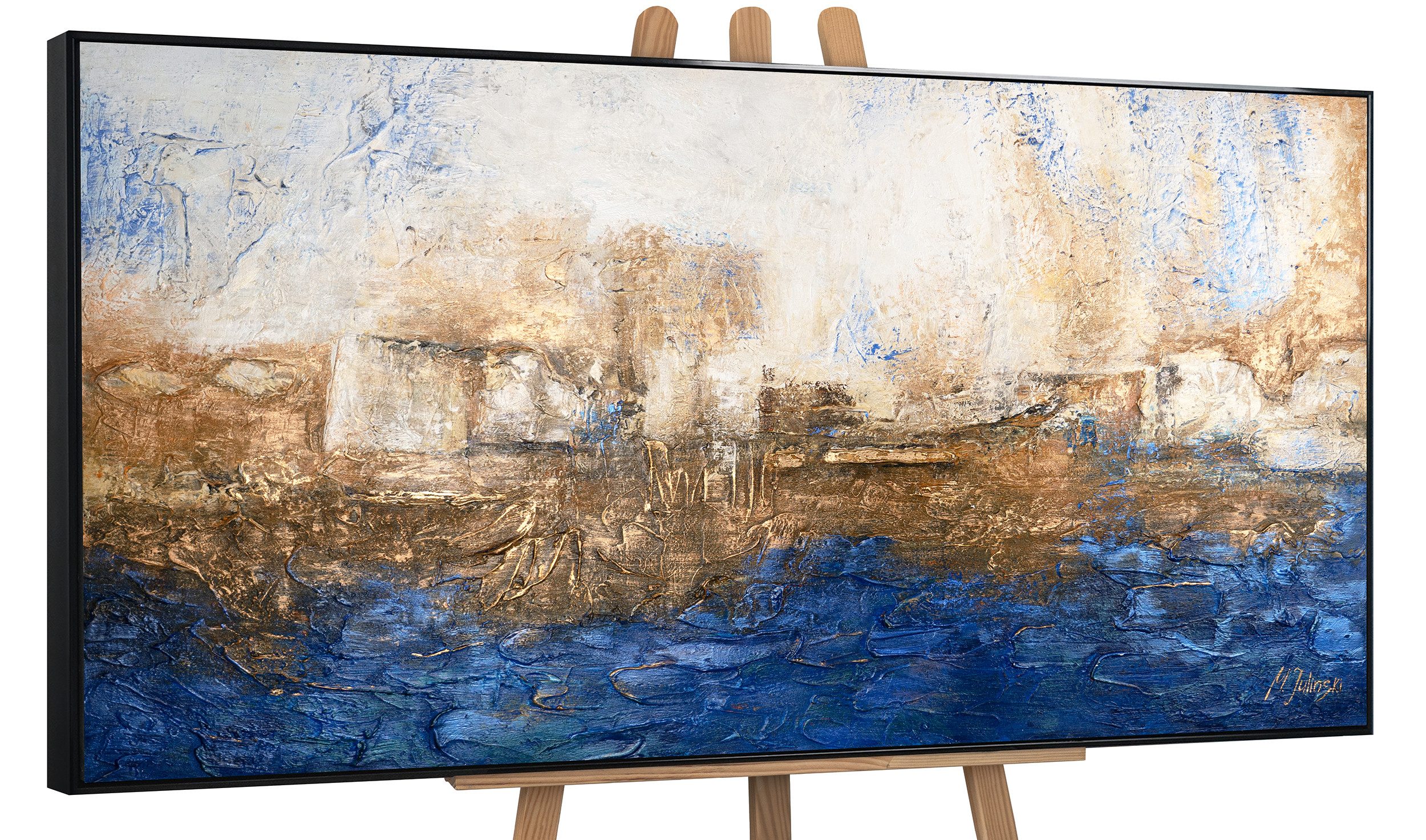 YS-Art Gemälde Marine, Abstrakte Bilder, Gold günstig online kaufen