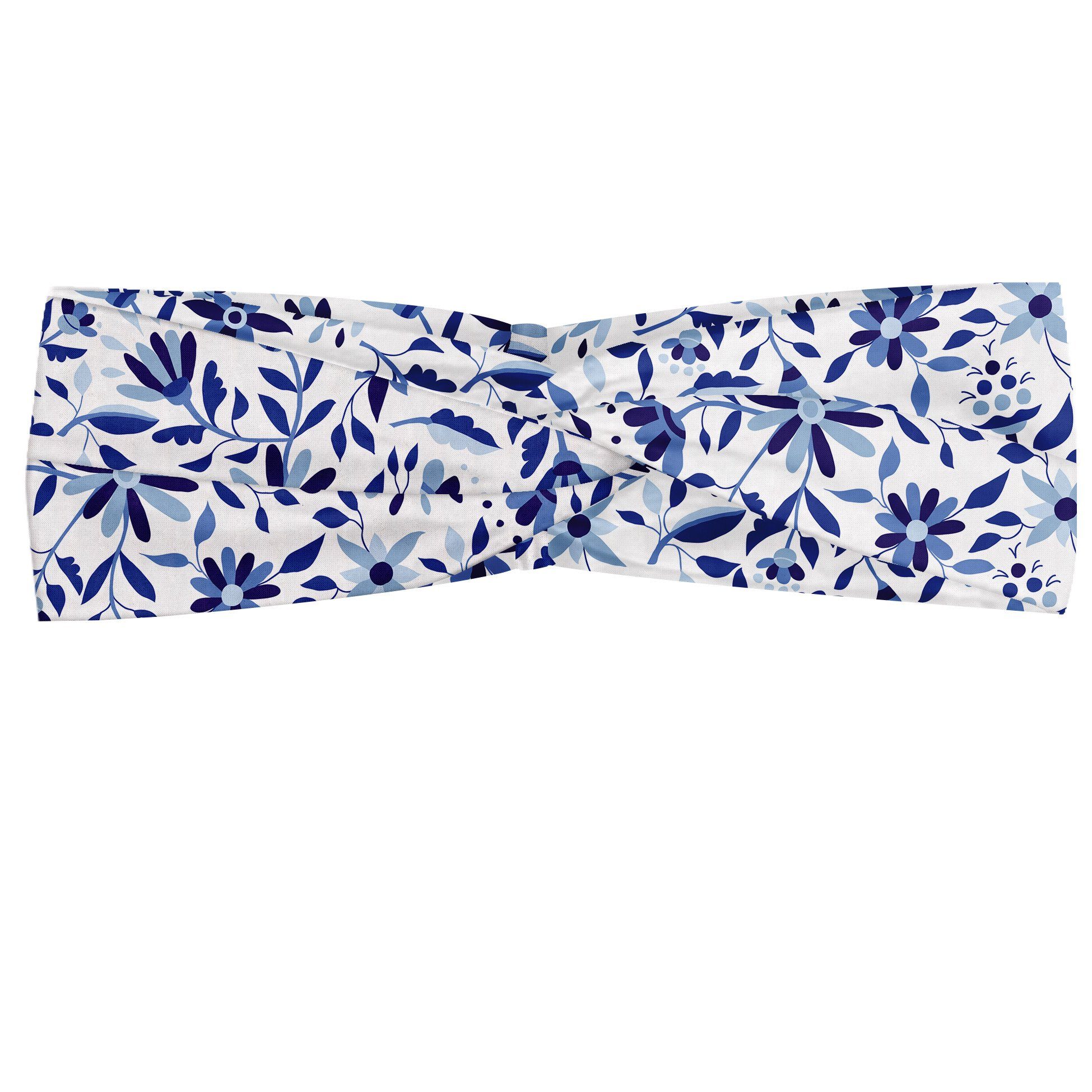 Abakuhaus Stirnband Elastisch und Moderne Blumen-Blatt-Knospen Blau Angenehme alltags accessories