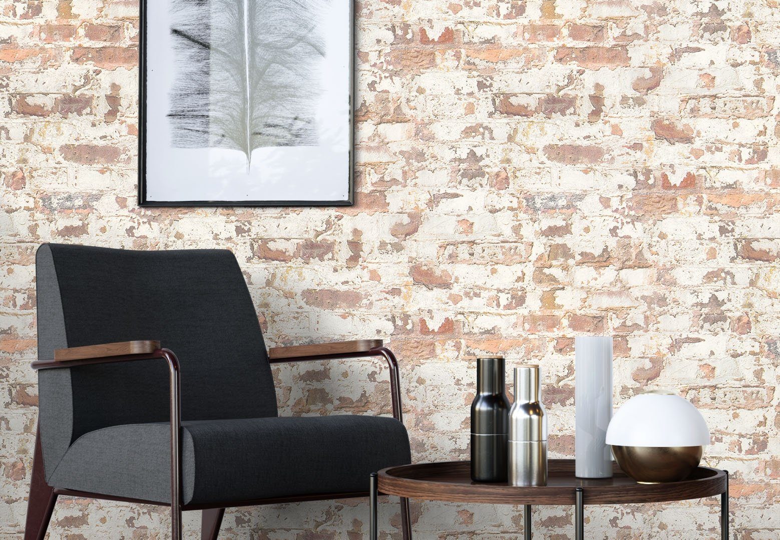 Newroom Vliestapete, Steintapete Rot Grau Ziegelstein günstig online kaufen