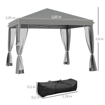 Outsunny Faltpavillon Pop-Up-Zelt mit Seitenwänden, mit 4 Seitenteilen, (Faltzelt mit Seitenwänden, Pavillon), LxBxH: 295x295x260 cm