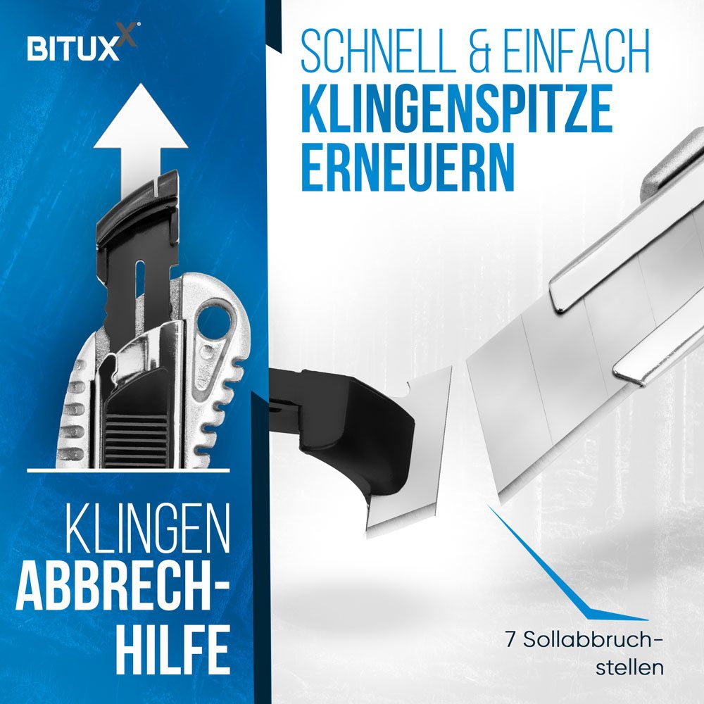 Bituxx Cuttermesser Aluminium 30 Stück inkl. 200 Ersatzklingen, (Spar-Set, 230-tlg., MS-15607) – Bild 5 von 5