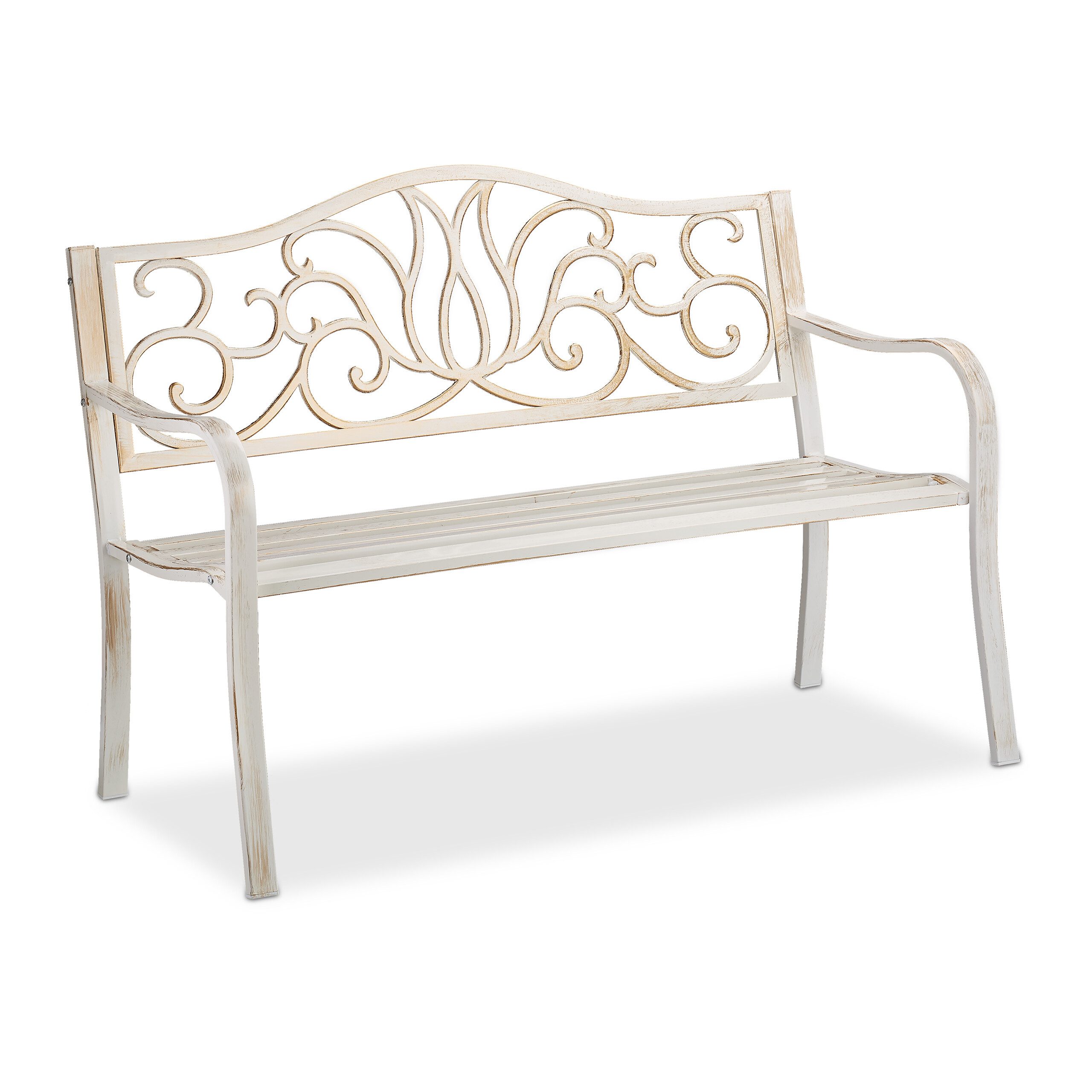 relaxdays Gartenbank Antik, Weiß-Bronze günstig online kaufen