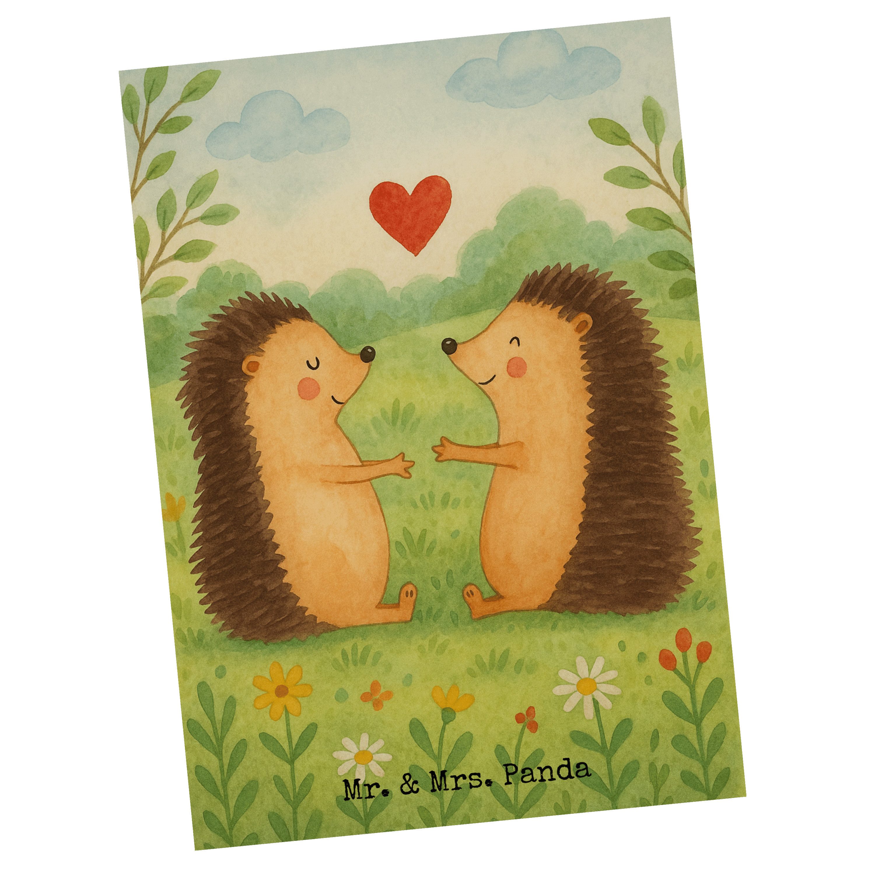 Mr. & Mrs. Panda Postkarte Igel Liebe Design, Postkarte, Weiß, Hochzeit, Hochzeitstag, Freundin, Hochzeit Liebe Verlobung