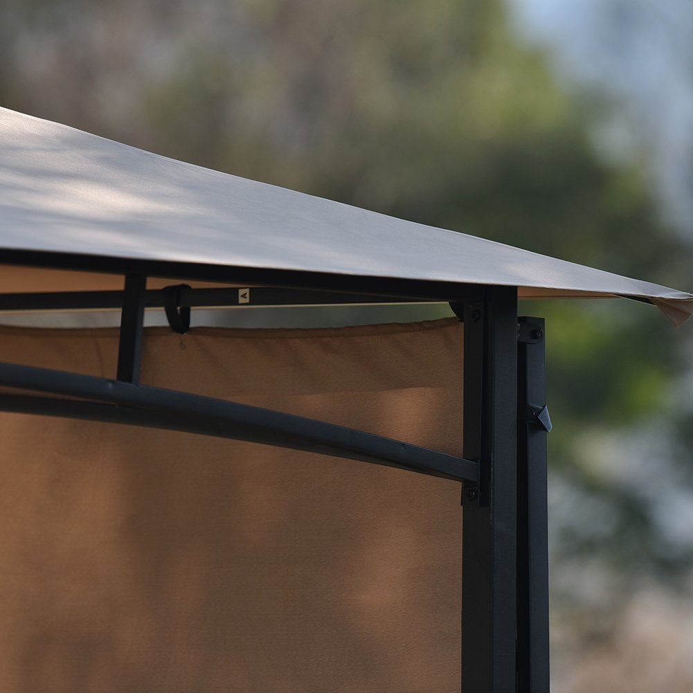 Pavillon, mit 1 Seitenteilen, Gartenpavillon mit ausziehbare Seitenteil, Wasserdicht Partyzelt, UV-Schutz, Stahlgestell, 3 x 3 x 2,6 m