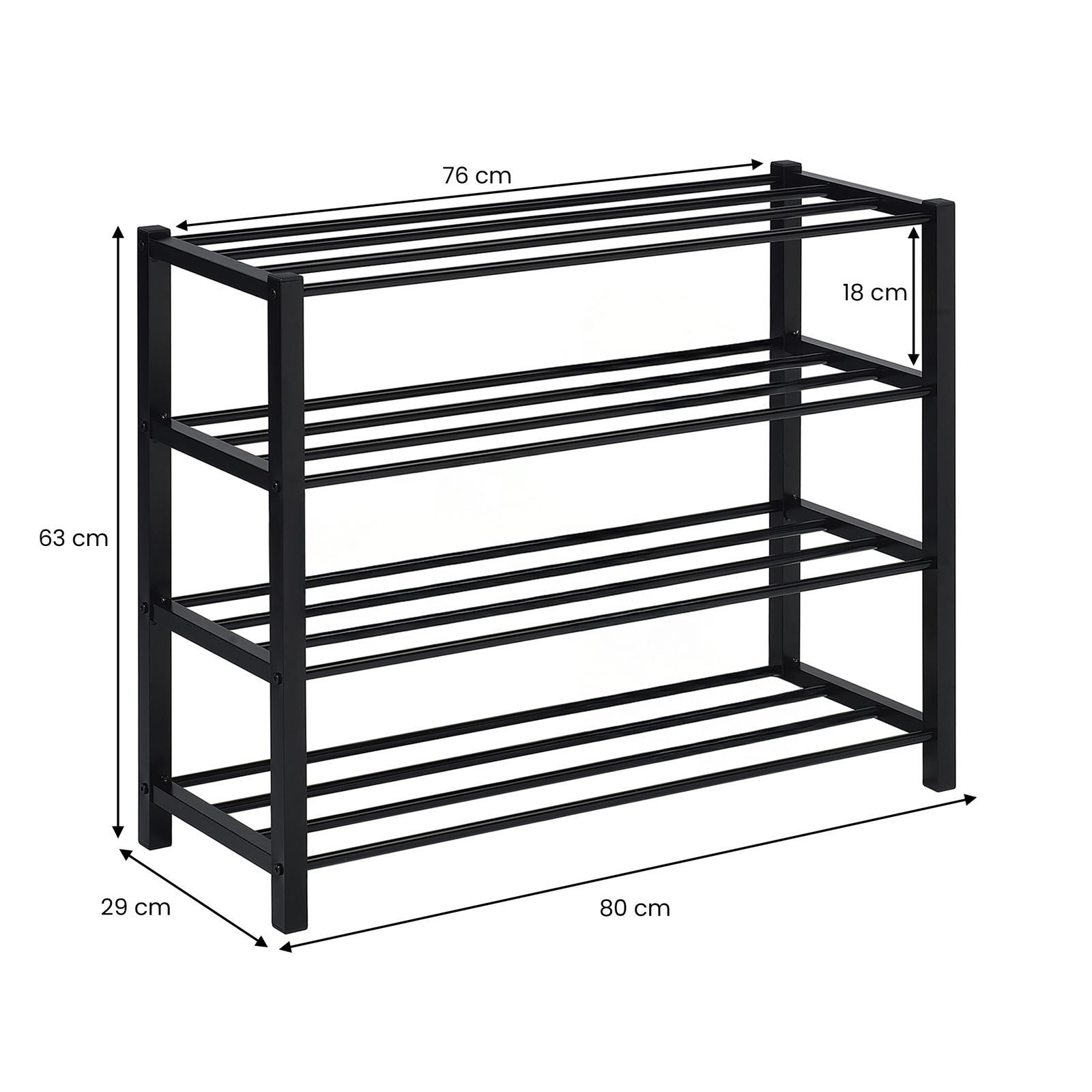 IDIMEX Schuhregal NAVAN, Schuhaufbewahrung aus Metall mit 4 Ablagen schwarz günstig online kaufen