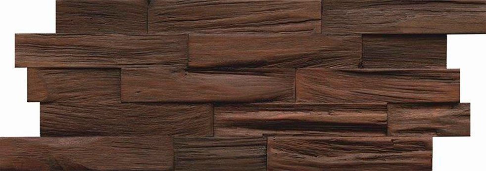 Wandpaneel Muster Indo Echtholzpaneel Axewood Bangkirai, BxL: 20x50 cm, 0,1 qm, (Packung, 1-tlg) schallreduzierende Wandverkleidung mit 3D-Effekt Charred