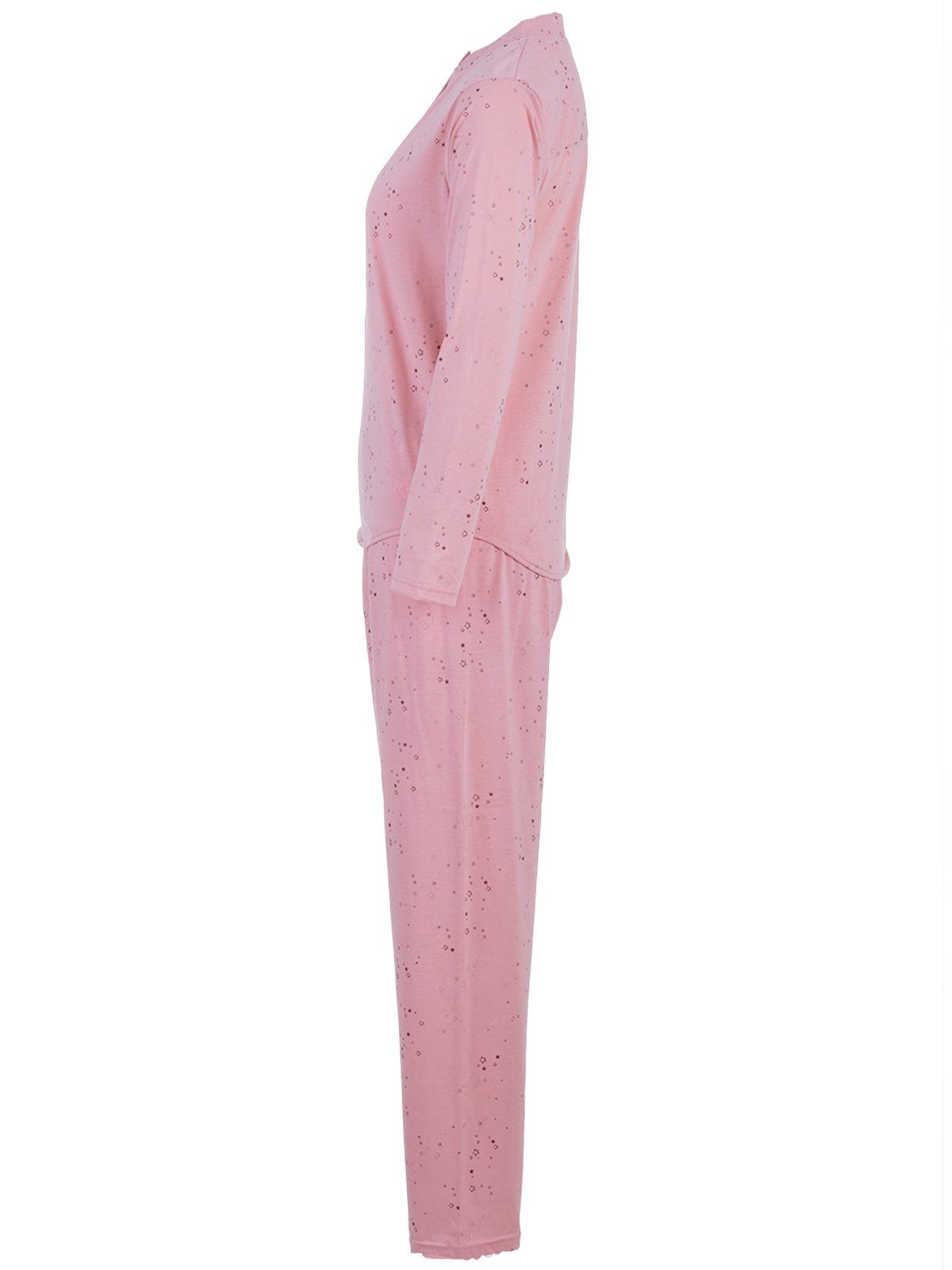 zeitlos Schlafanzug Pyjama Langarm - rosa Sterne Set