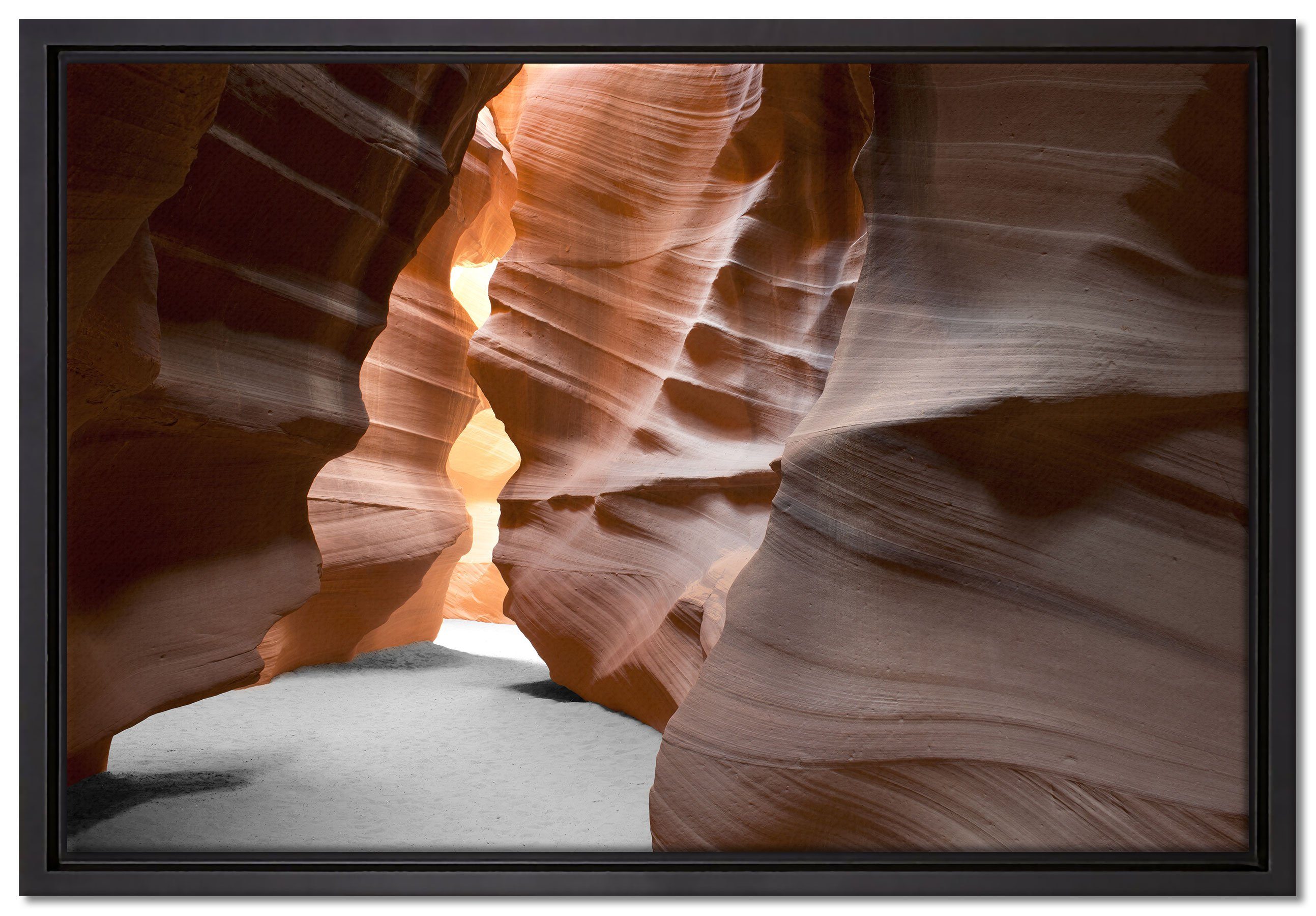 Pixxprint Leinwandbild Durchgang im Antelope Canyon, Wanddekoration (1 St), Leinwandbild fertig bespannt, in einem Schattenfugen-Bilderrahmen gefasst, inkl. Zackenaufhänger