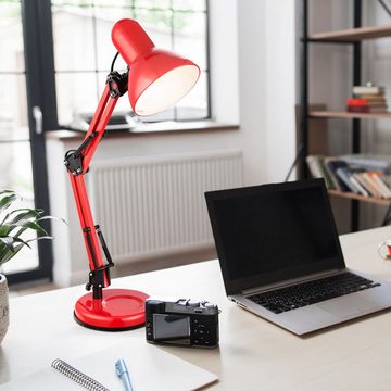 etc-shop LED Schreibtischlampe, Leuchtmittel nicht inklusive, Schreib Tisch Lampe rot Wohn Arbeits Zimmer Beleuchtung Lese Leuchte