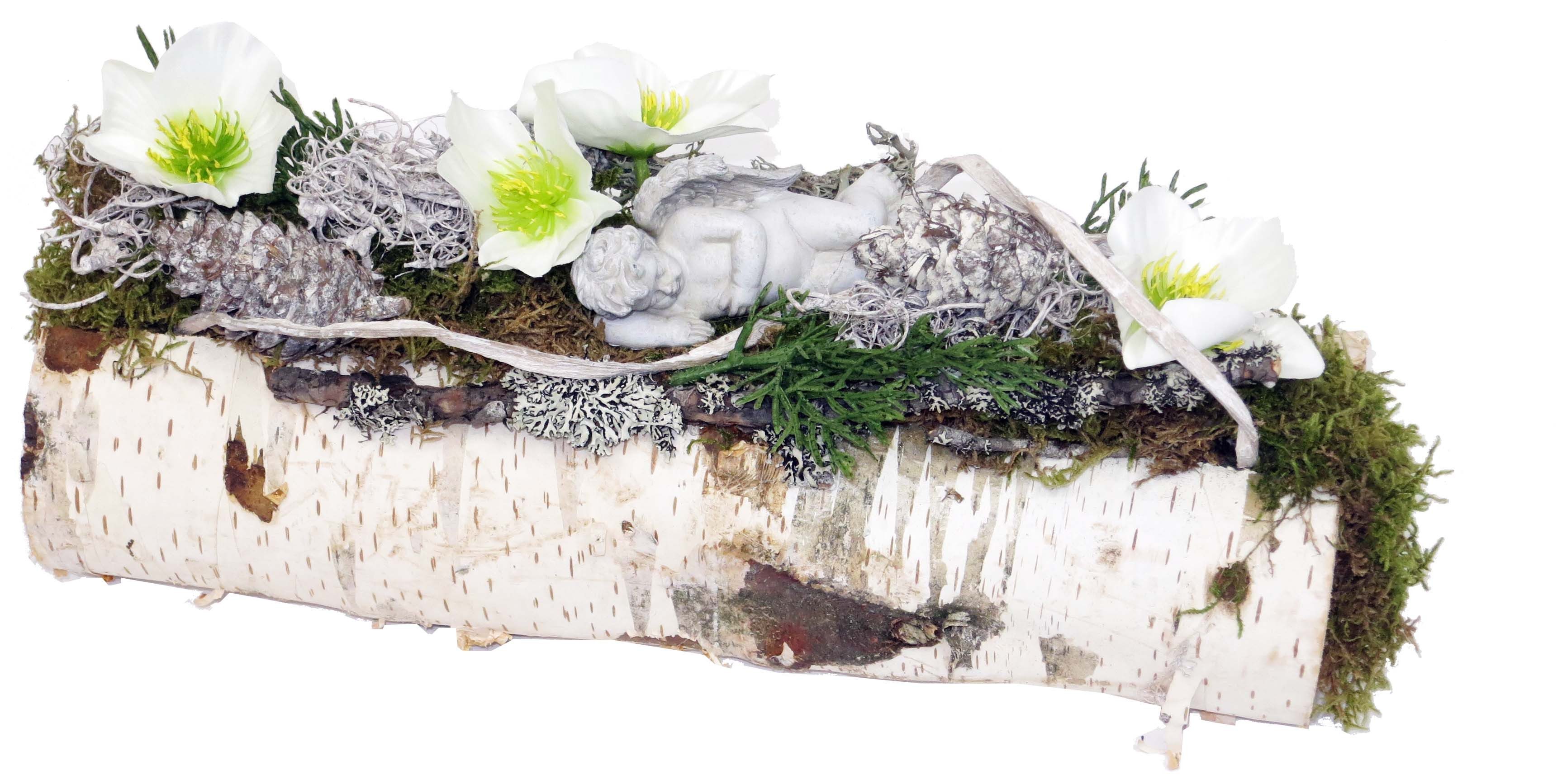 CreaFlor Home Dekokranz Grabschmuck, Handarbeit, natur, Motiv: Engel, Höhe: 14cm