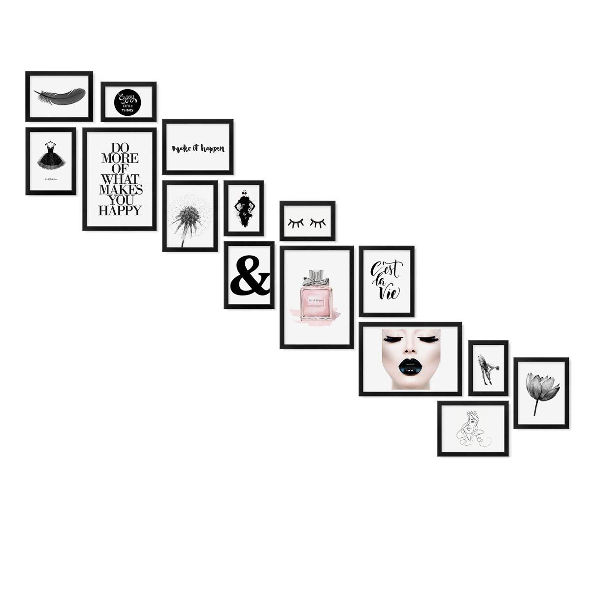 PHOTOLINI Bilderrahmen 15er Set Modern Schmal 10x15 bis 21x30 cm günstig online kaufen