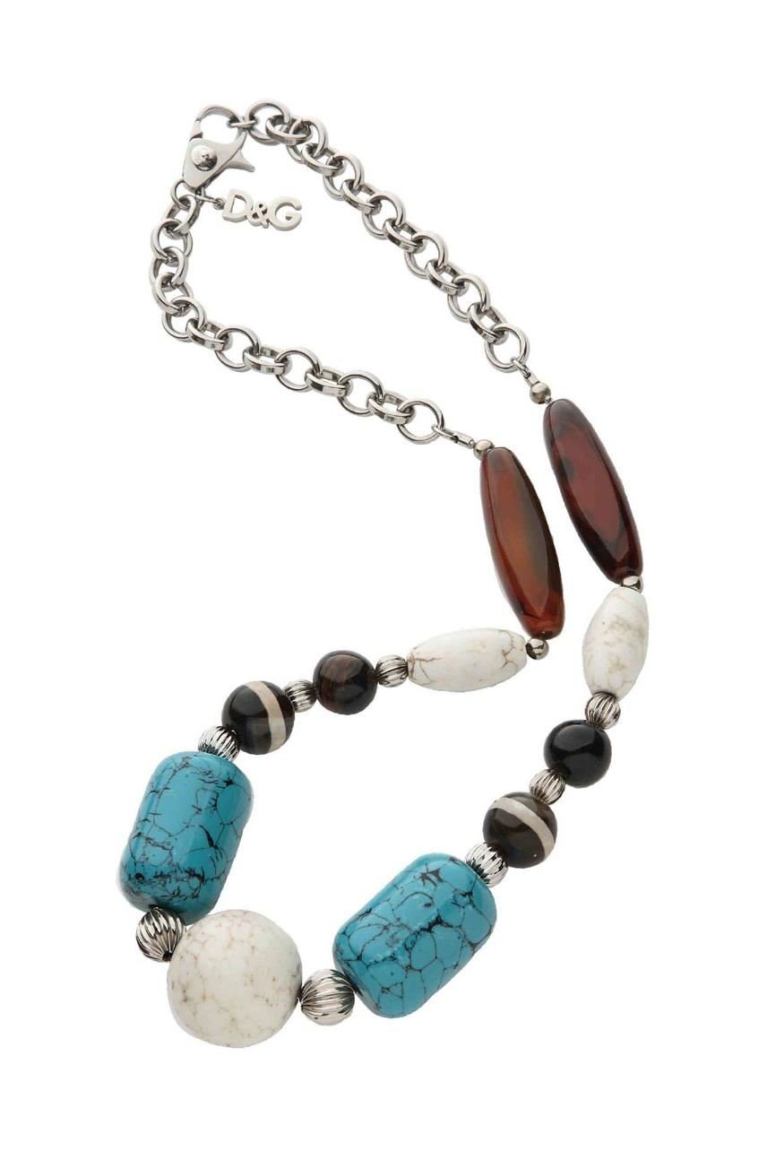 D&G Collier Pebble, Edelstahl, mit verschiedenen Elementen, 70cm lang, Karabiner