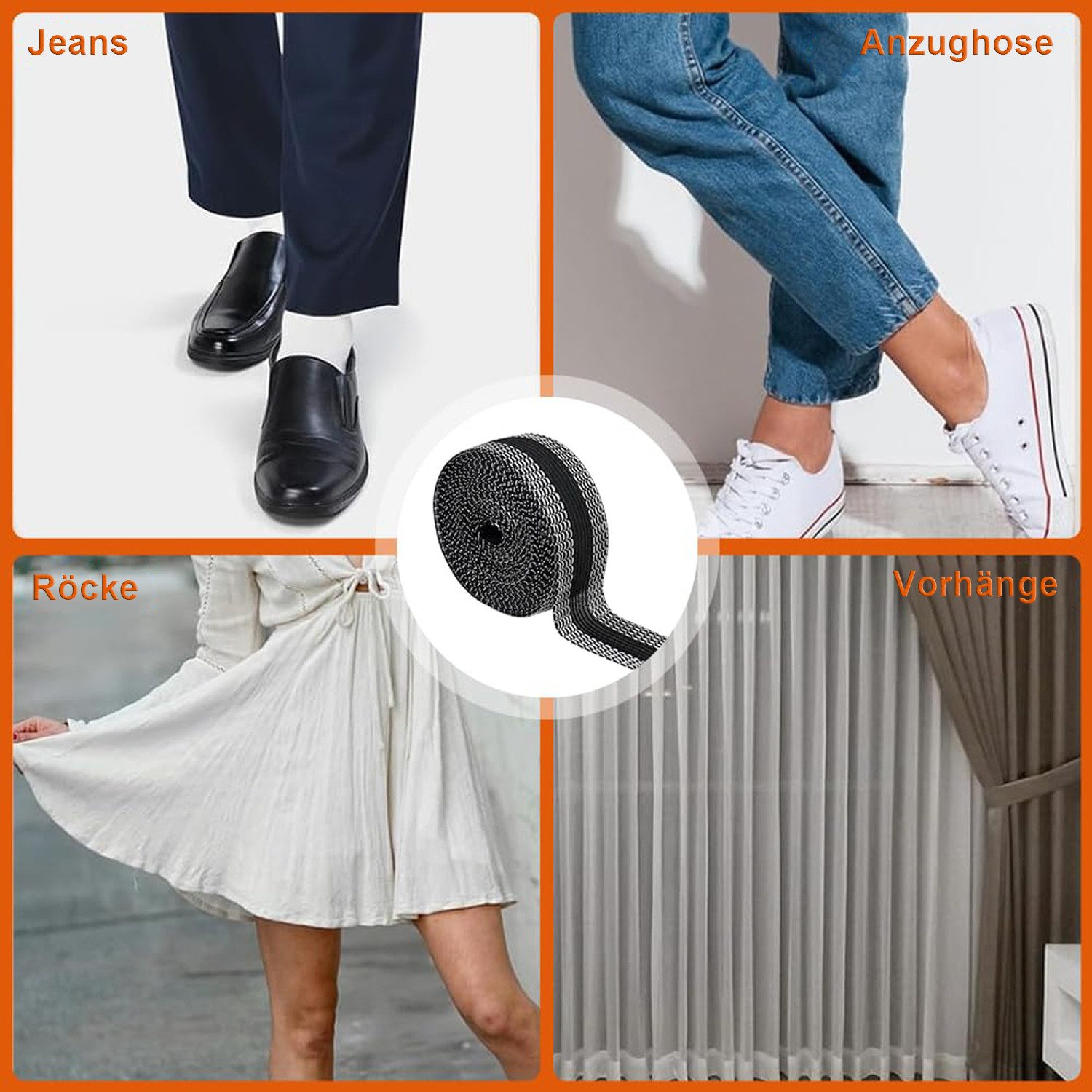 MODFU Naht-/Verstärkungsband 4 Rollen Selbstklebendes Bügelsaumband Saumban günstig online kaufen