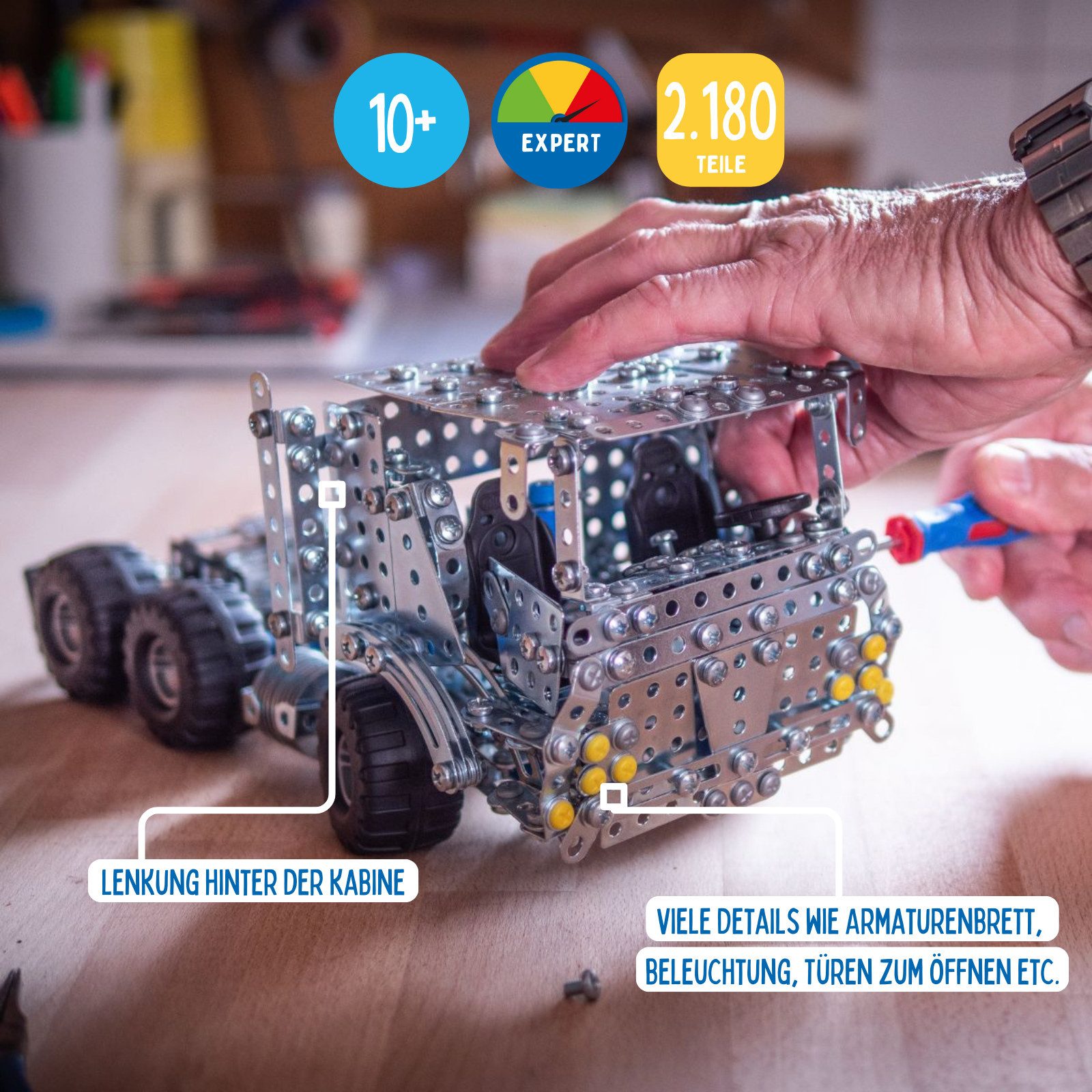 Eitech eitech LKW Tieflader, 00331 Metallbaukasten, (3D Puzzle, 2180 St., Modellbau), Modellbausatz, Made in Germany