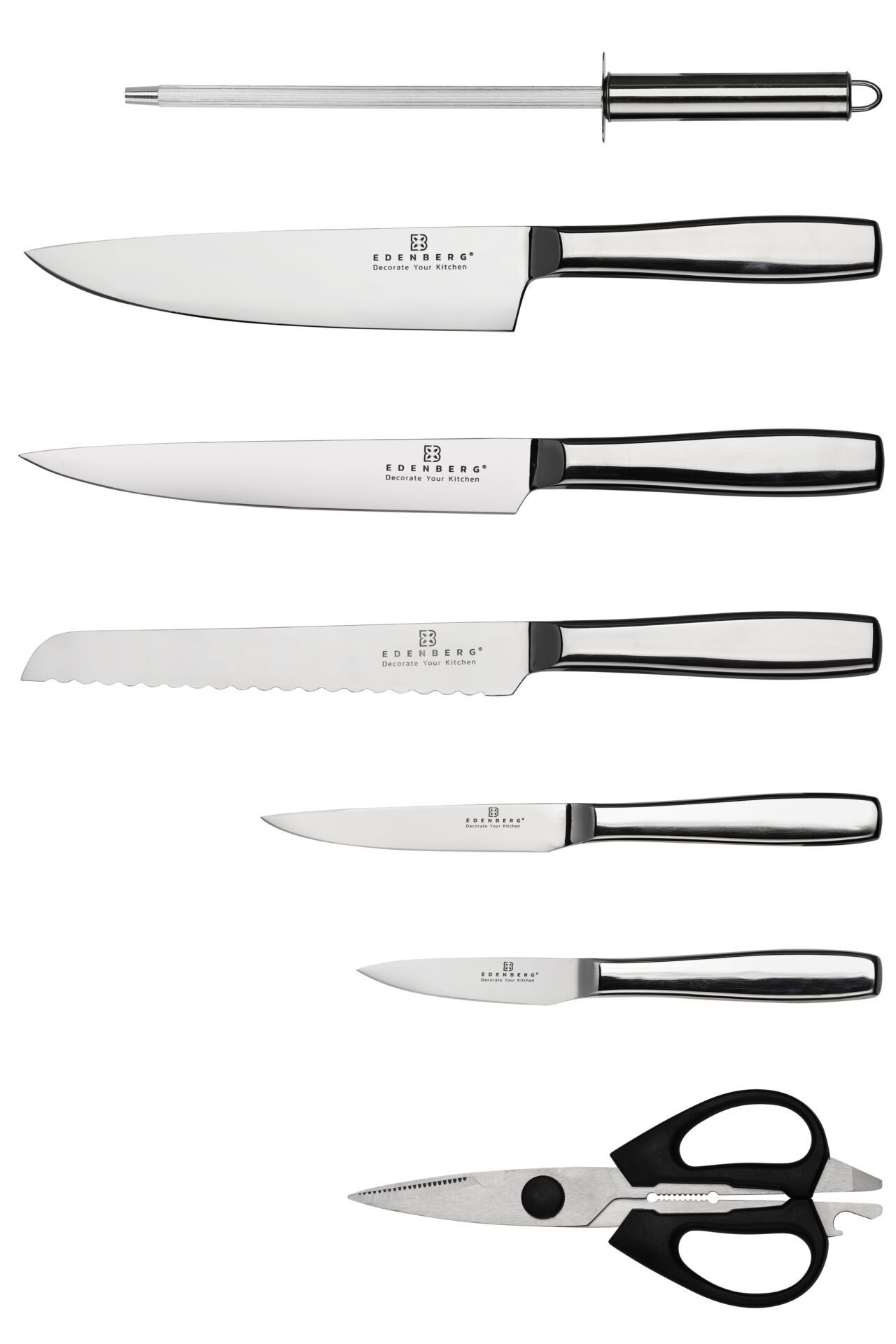 Edenberg Messer-Set 360° Küchenmesser Brotmesser Schneidmesser Messerschärfer Edelstahl (Dieses Messerset ist das perfekte Geschenk für jeden Anlass., 8-tlg)
