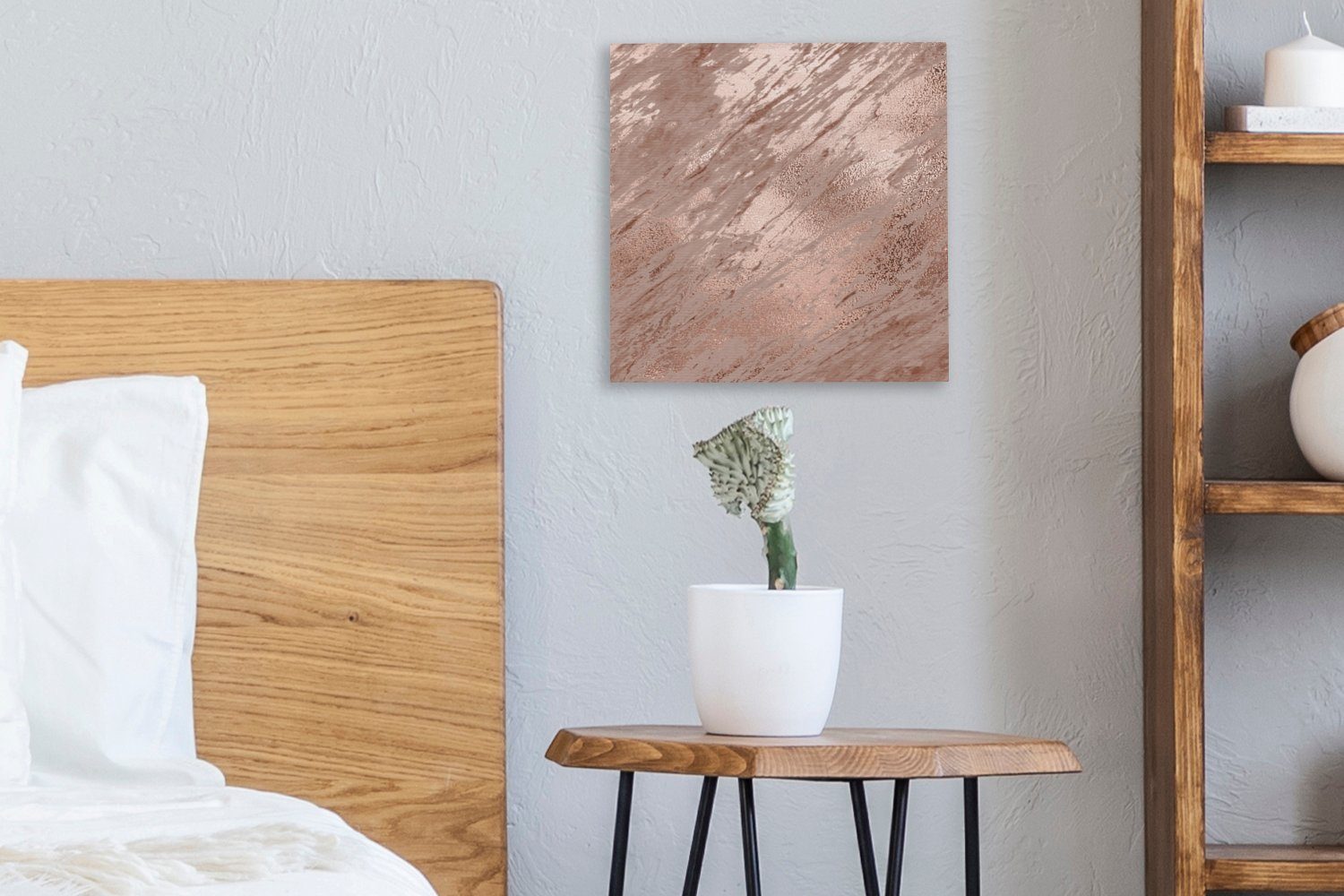 Wohnzimmer für (1 Leinwandbild - Muster Leinwand Marmor Rosa, OneMillionCanvasses® St), Schlafzimmer Bilder -