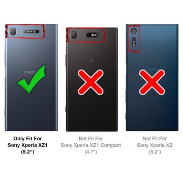 CoolGadget Handyhülle Carbon Handy Hülle für Sony Xperia XZ1 5,2 Zoll, robuste Telefonhülle Case Schutzhülle für Sony XZ1 Hülle