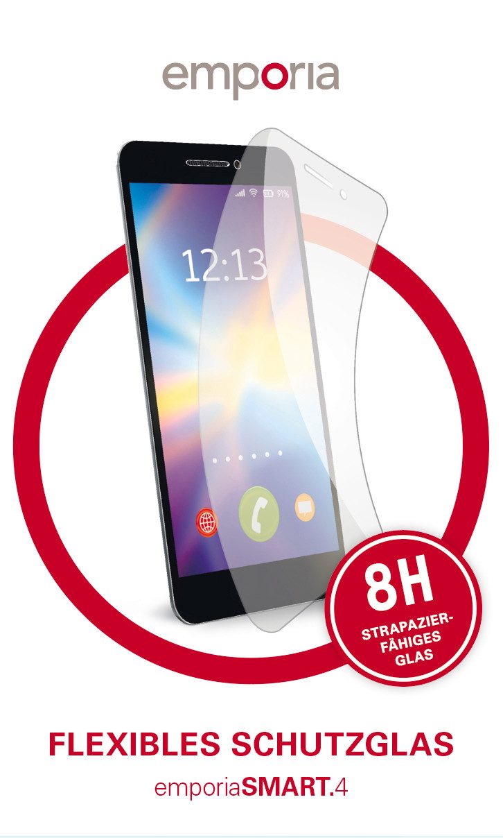 Emporia Displayschutzglas Flexibles Schutzglas für emporia Smart.4, Displayschutzfolie, Schutzfolie, Bildschirmschutz, kratz- & stoßfest