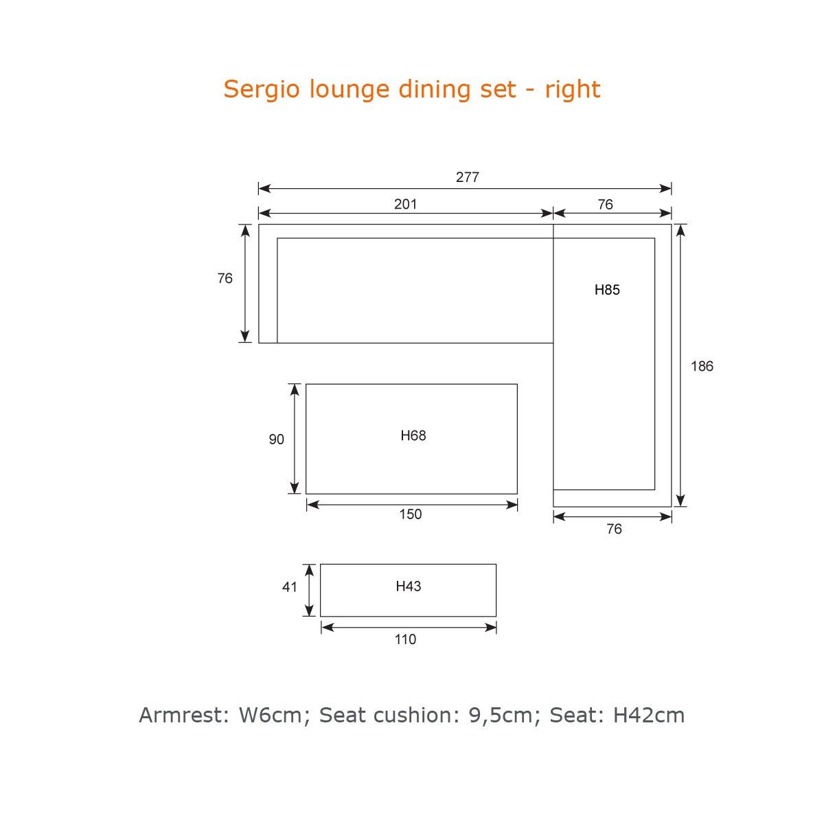 Garden Impressions Gartenlounge-Set Dining Eck Lounge Set Sergio rechts Sitzgruppe hoch, (Spar-Set, 3-tlg., Ecklounge + Tisch + Bank), inkl. Auflagen / 120 kg Tragkraft pro Sitzplatz / wetterfest