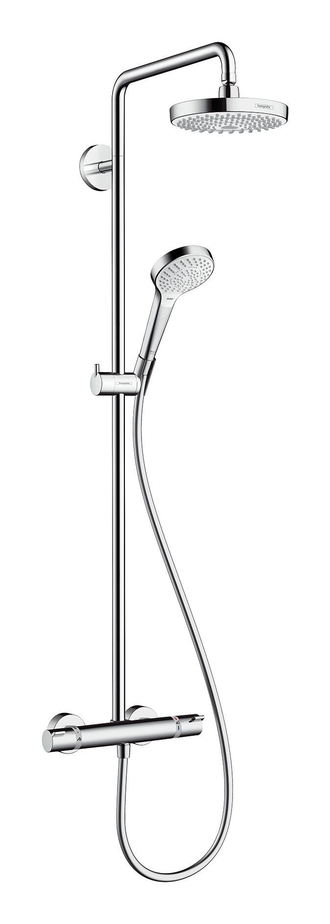 hansgrohe Duschsystem Croma Select S Showerpipe, Höhe 114.1 cm, 2 Strahlart(en), 180 2jet mit Thermostat Weiß / Chrom