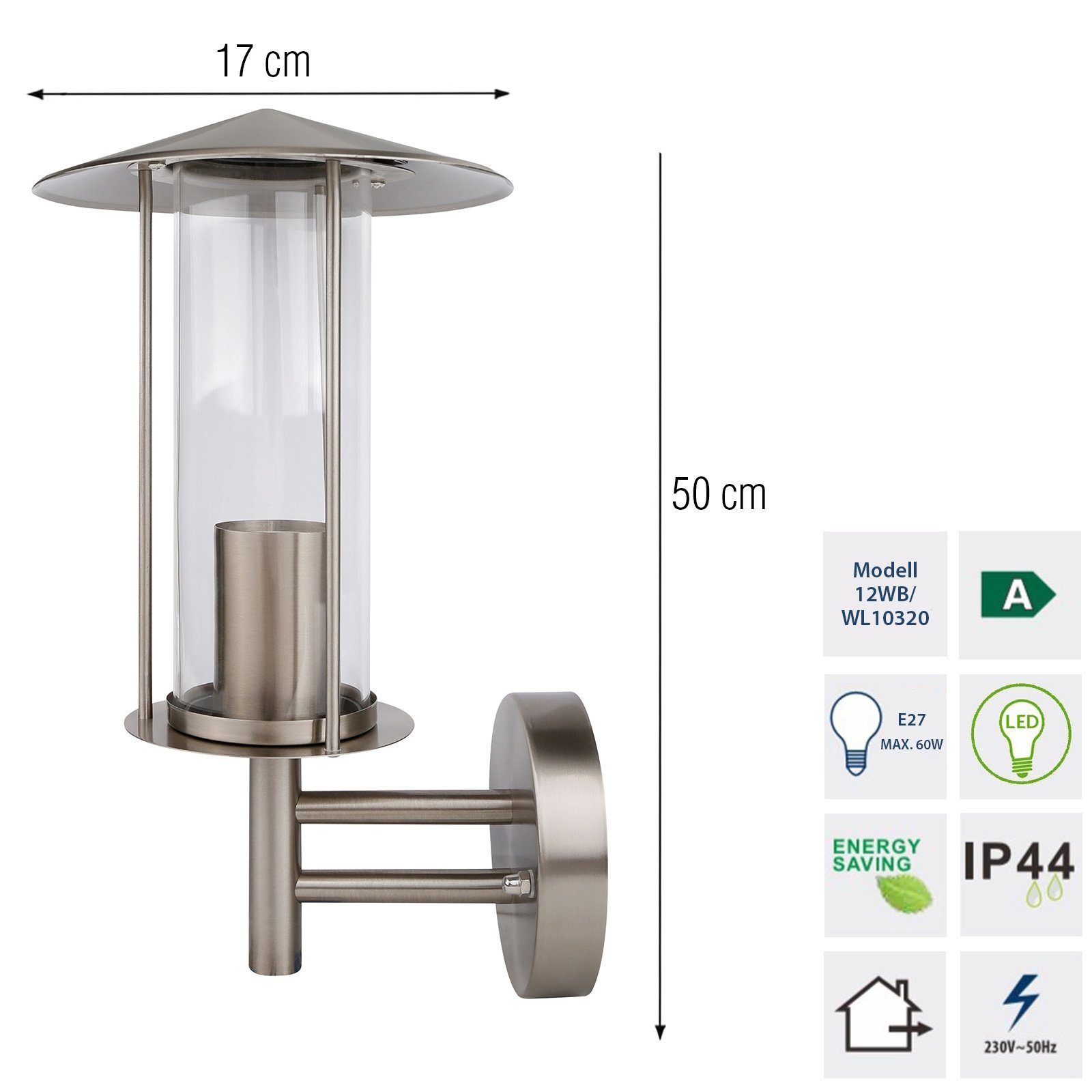 Grafner Außen-Wandleuchte Wandlampe Edelstahl 12WB Wandleuchte günstig online kaufen