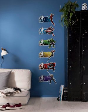 Komar Wandtattoo Avengers Plates (7 St), 100x70 cm (Breite x Höhe), selbstklebendes Wandtattoo
